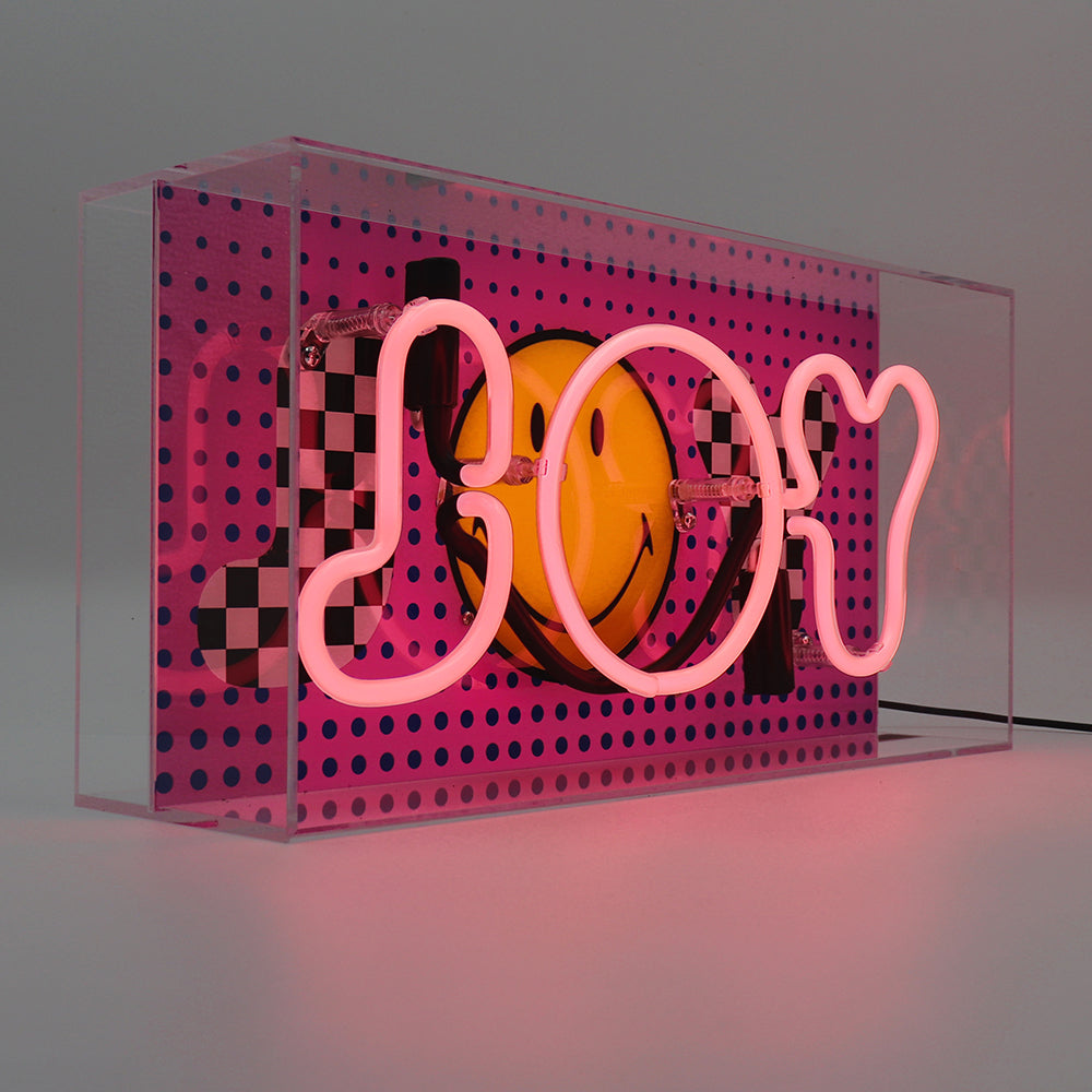 Joy Pink: The Original Smiley Acrylic Box Glass Neon