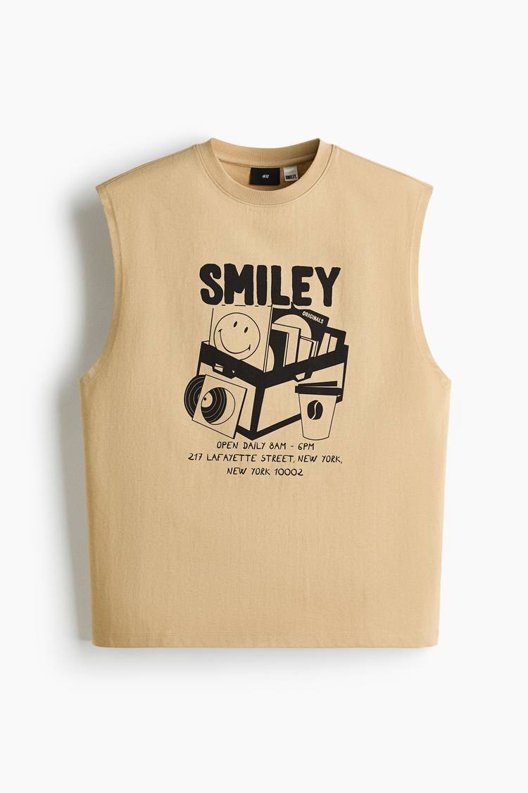 Loose Fit Printed cotton vest top
