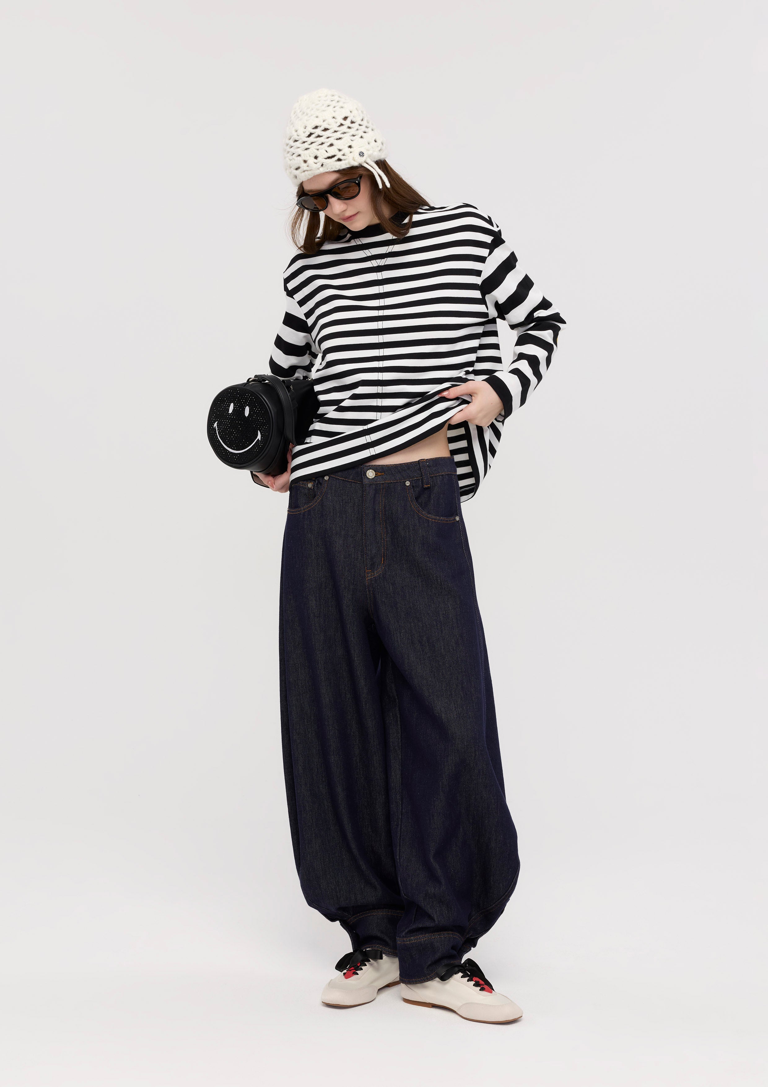 Long-sleeved striped shirt with patches, Lyn around x SMILEY collection.