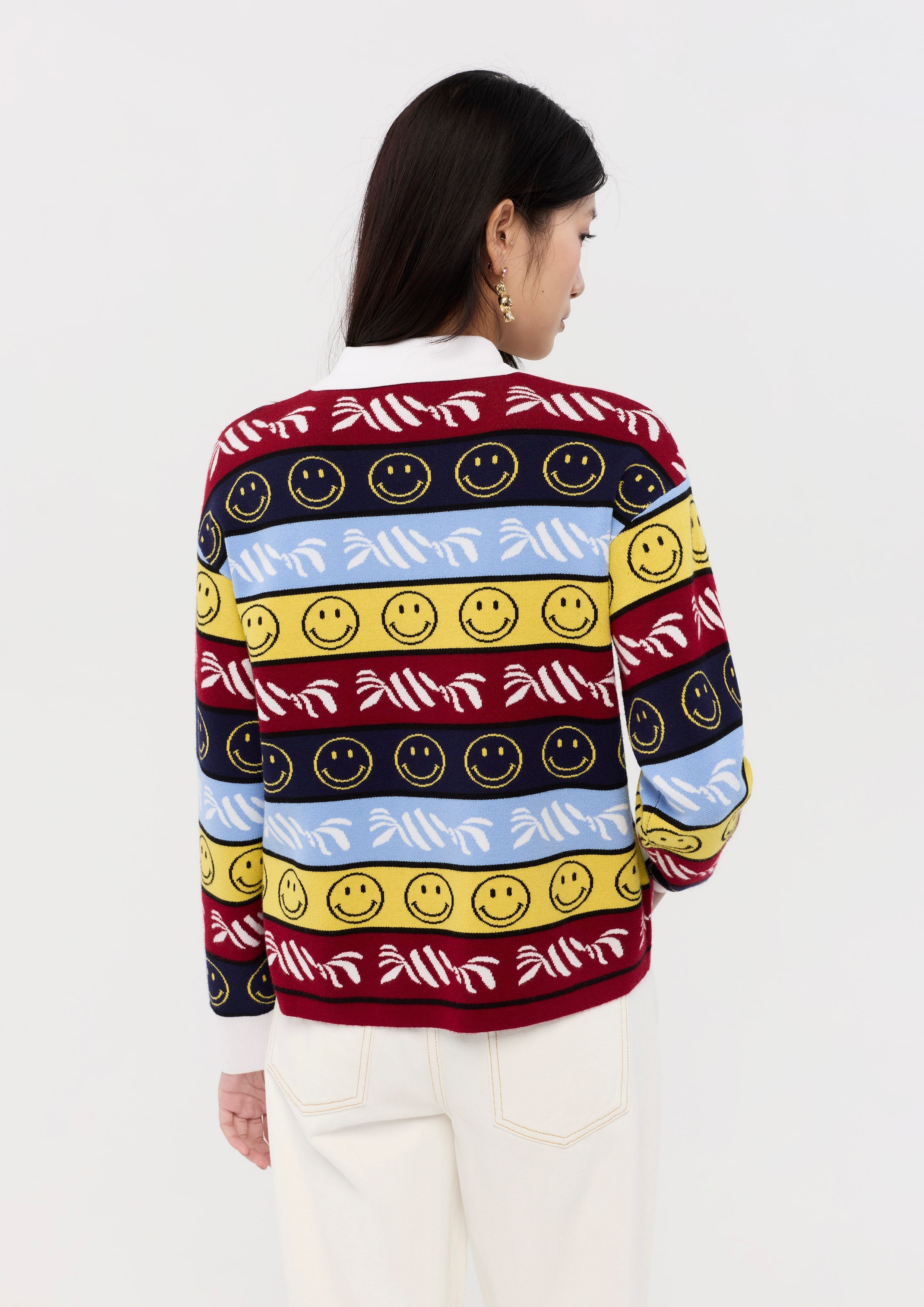 Embroidered Long Sleeve Polo Top Lyn around x SMILEY