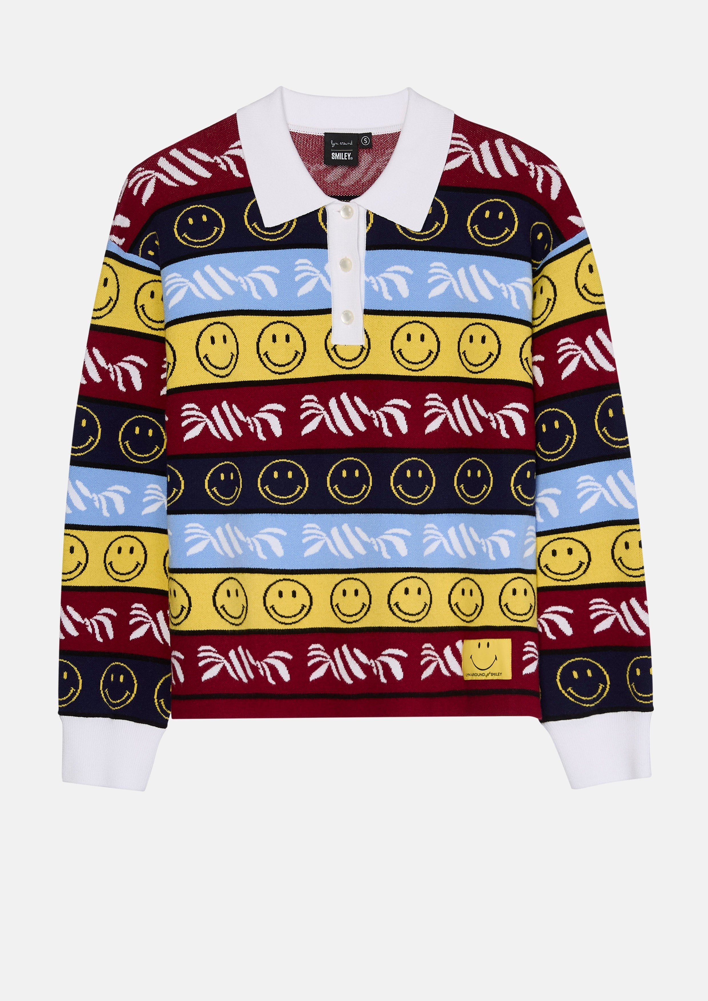 Embroidered Long Sleeve Polo Top Lyn around x SMILEY