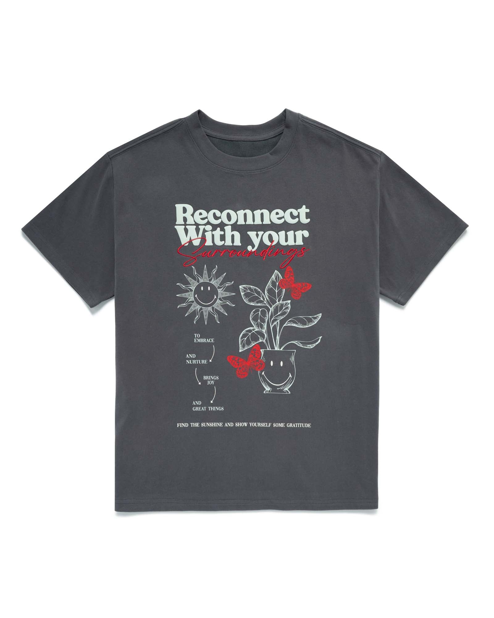 Smiley® Reconnect Oversized Tee, Grey