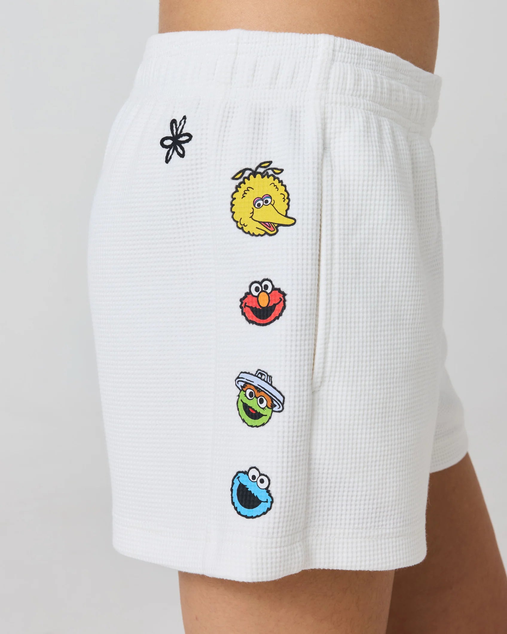 Sesame Street Spreads Joy Thermal Shorts, White