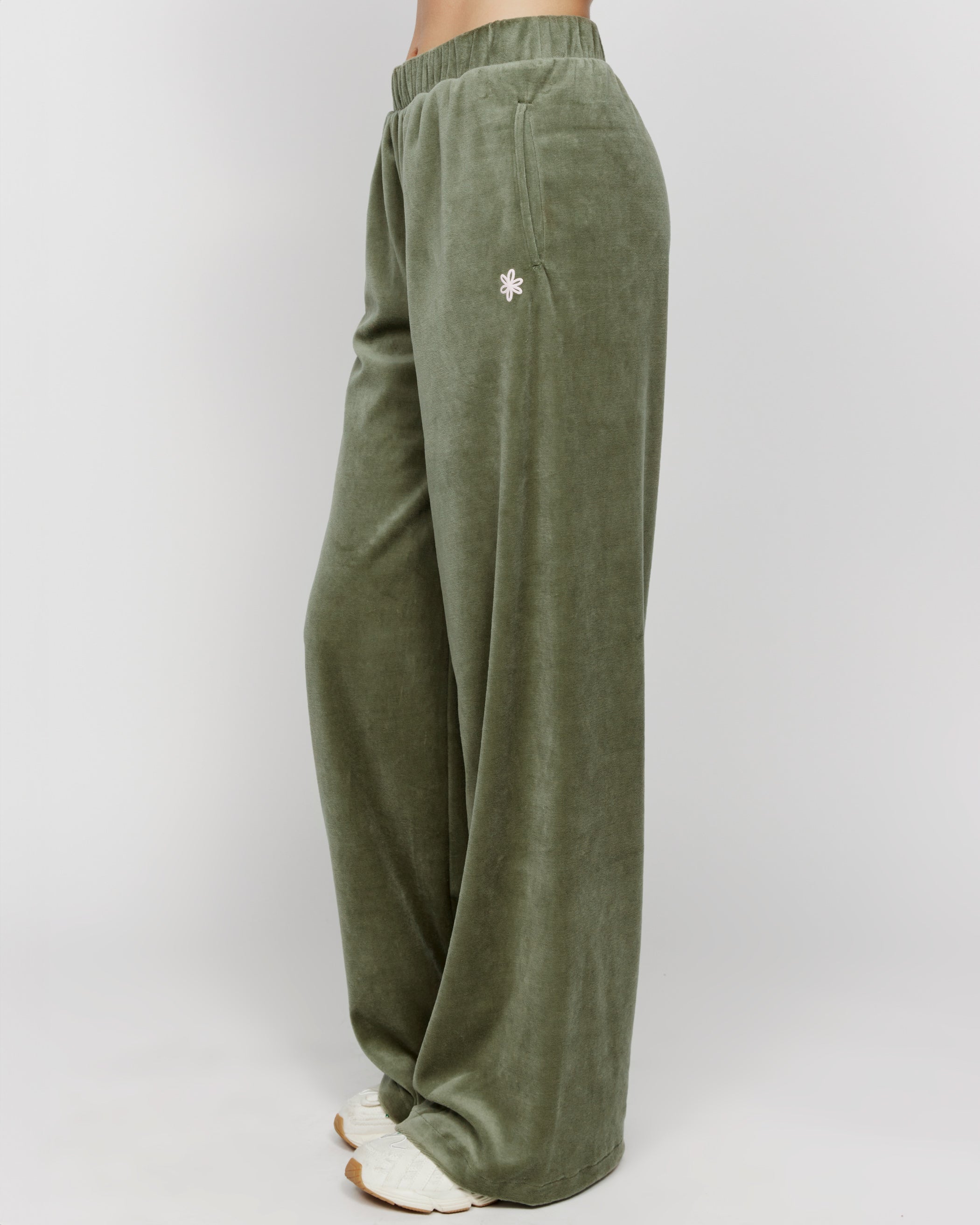 Smiley Authenticity Open Leg Velour Pants