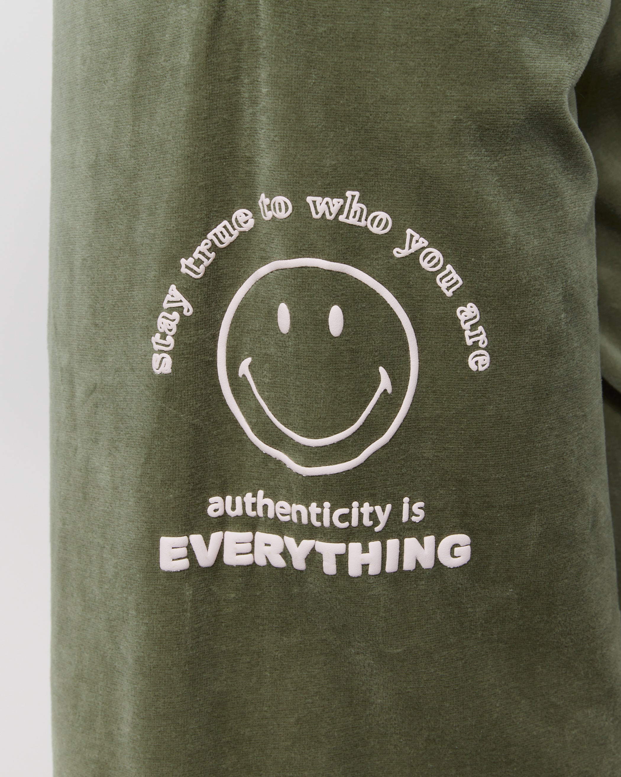 Smiley Authenticity Open Leg Velour Pants