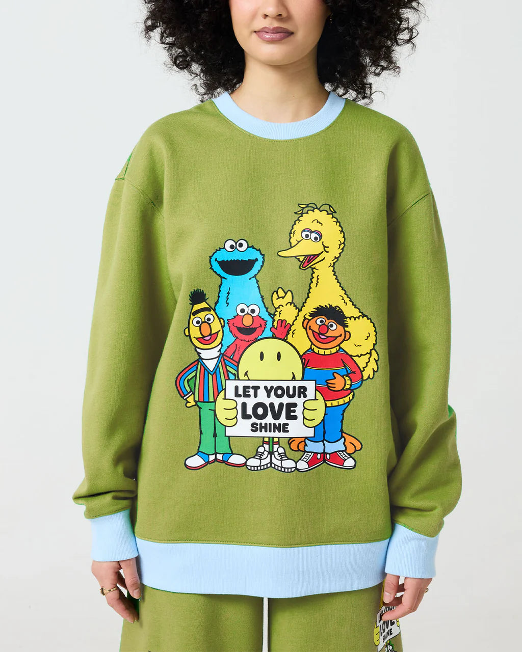 Sesame Street Let Your Love Shine Crewneck, Green