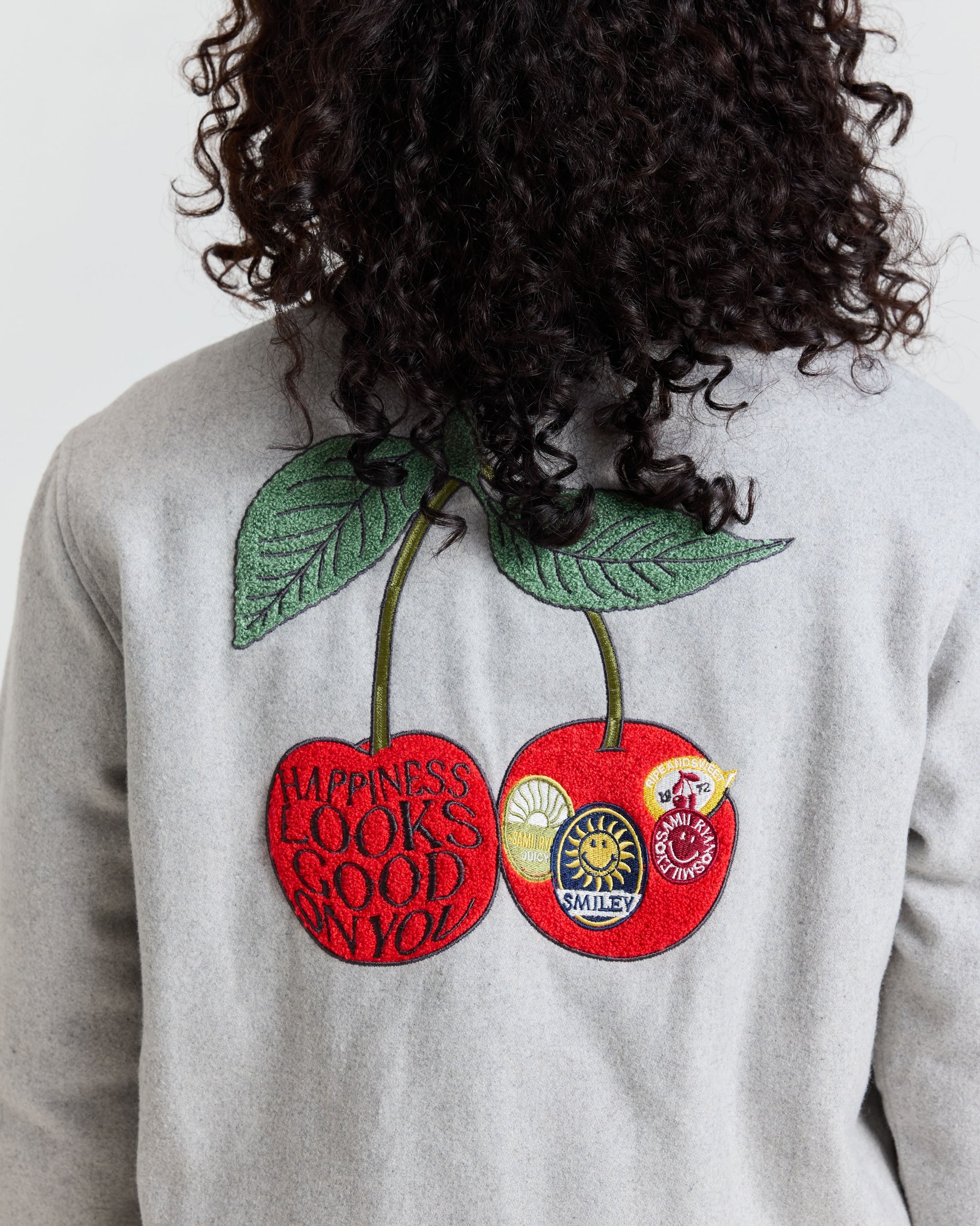 Smiley Freshly Picked Varsity Jacket, Grey