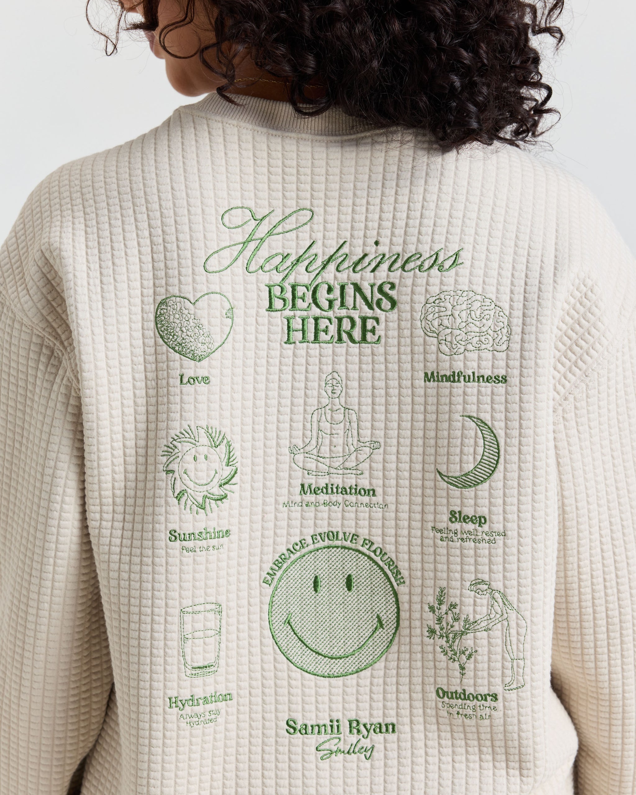 Smiley® Flourish Waffle Crewneck, Tan