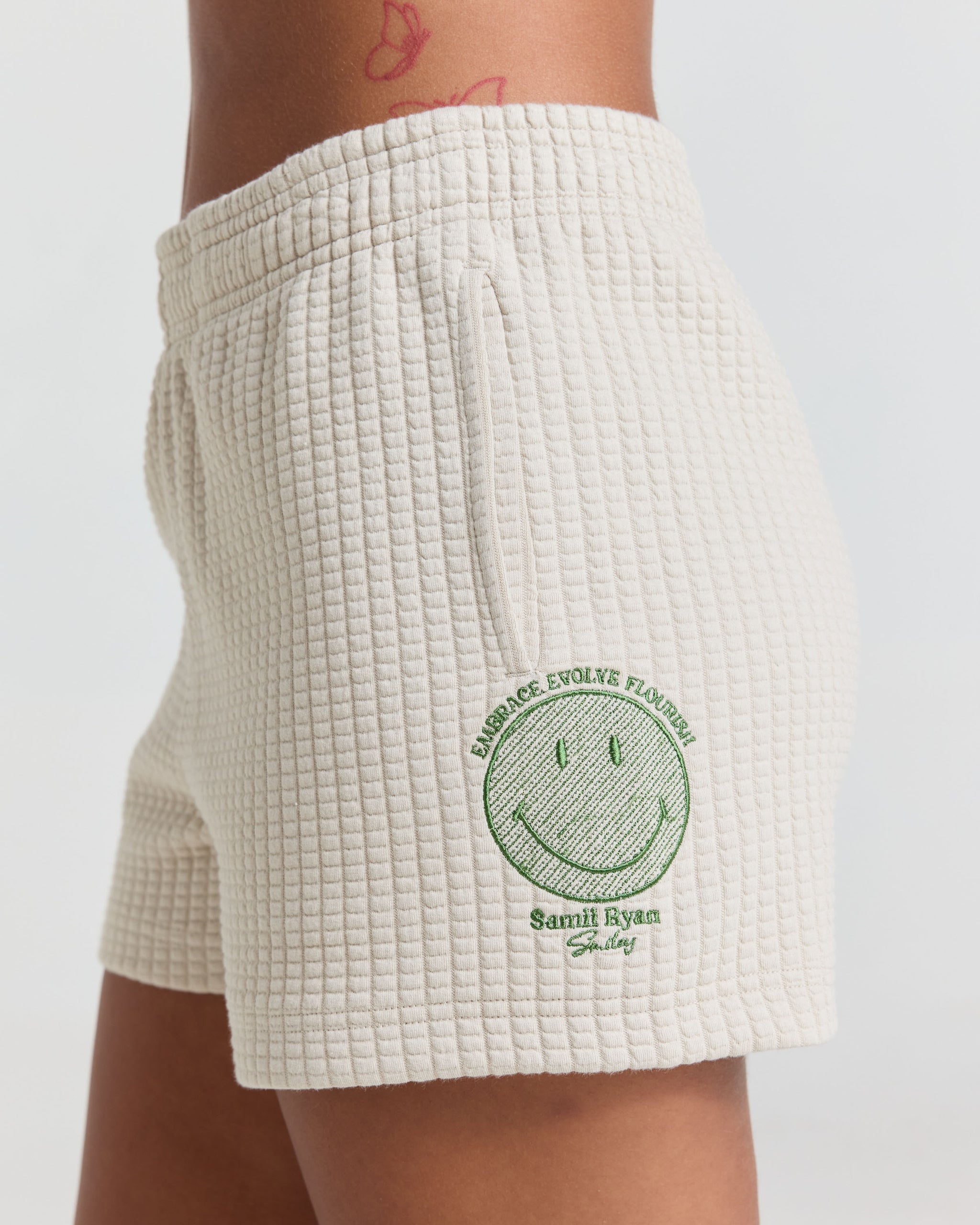 Smiley® Flourish Waffle Shorts, Tan
