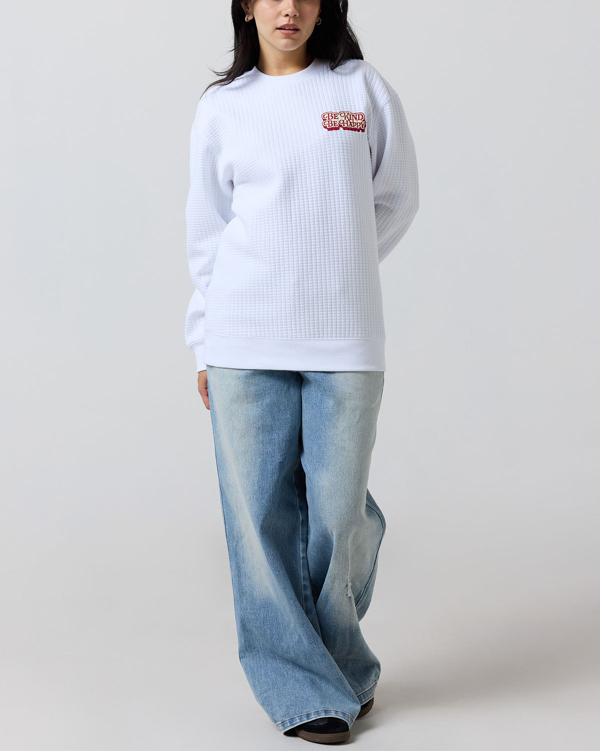 Smiley® Be Kind, Be Happy Waffle Crewneck