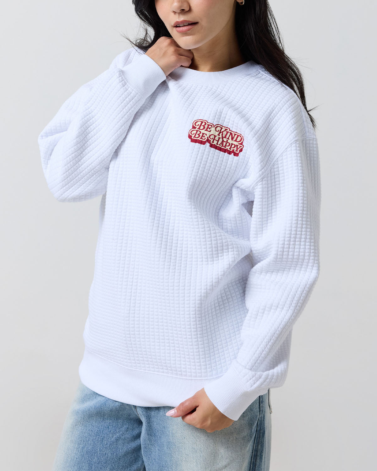 Smiley® Be Kind, Be Happy Waffle Crewneck