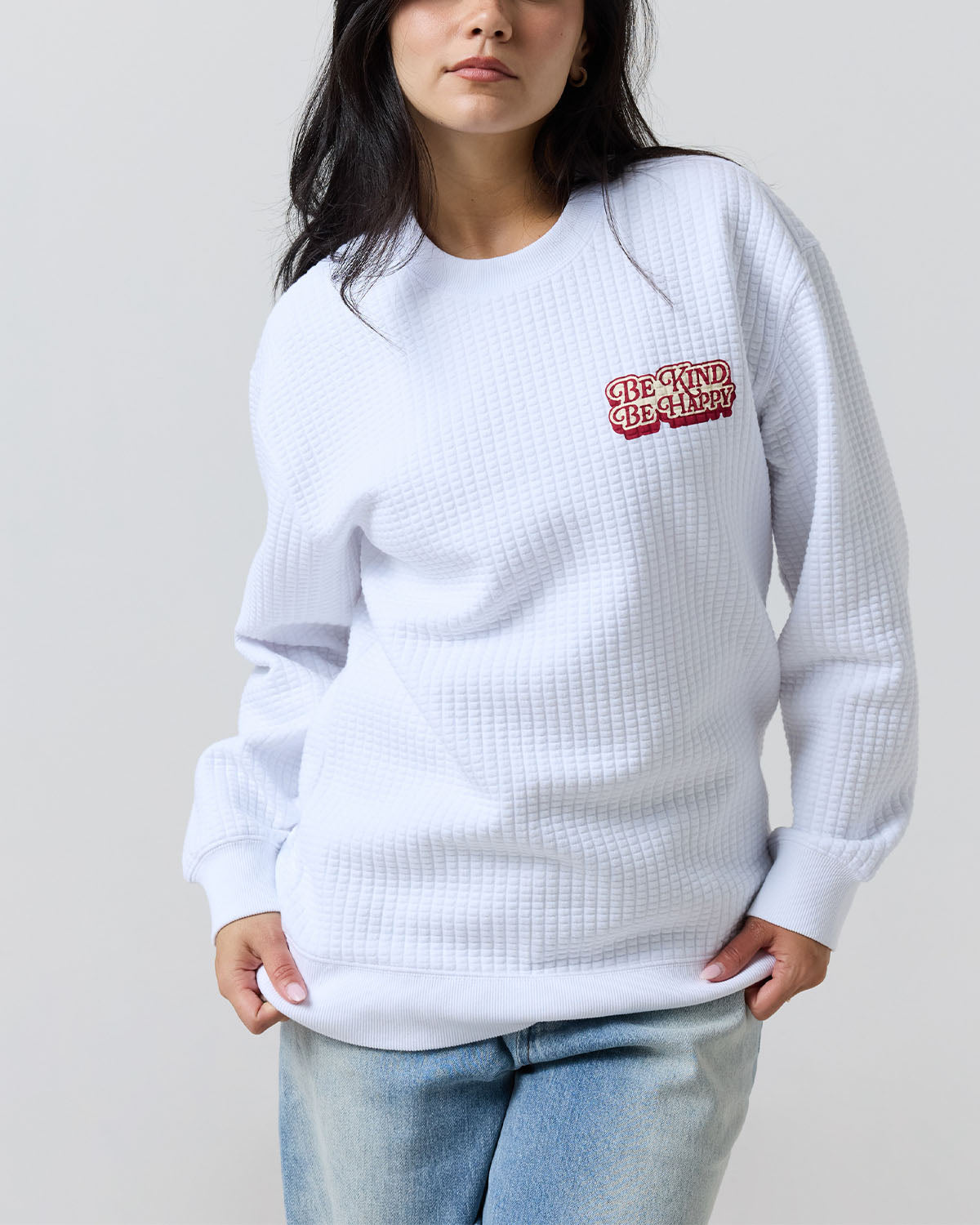 Smiley® Be Kind, Be Happy Waffle Crewneck