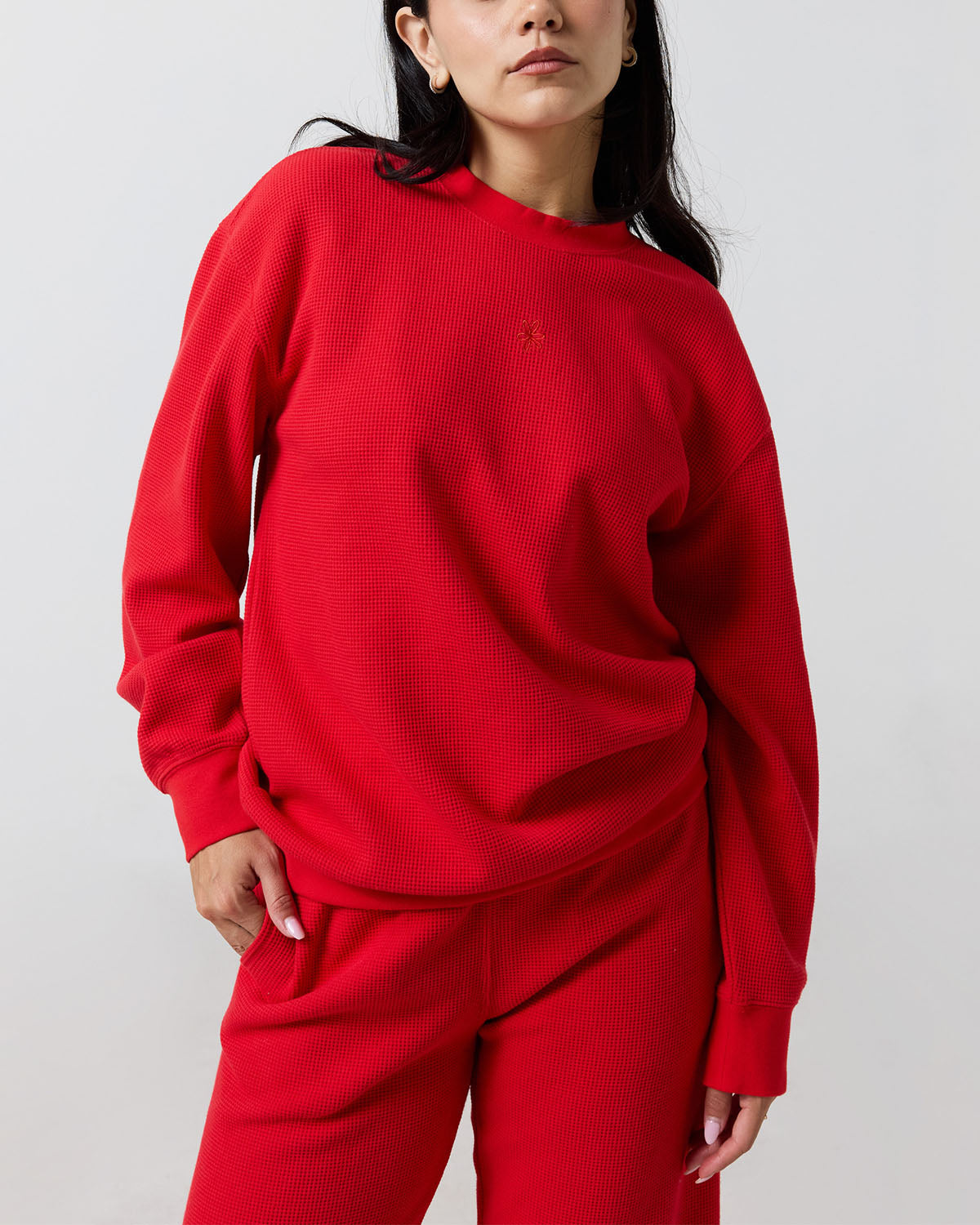 Smiley® Thermal Crewneck, Red