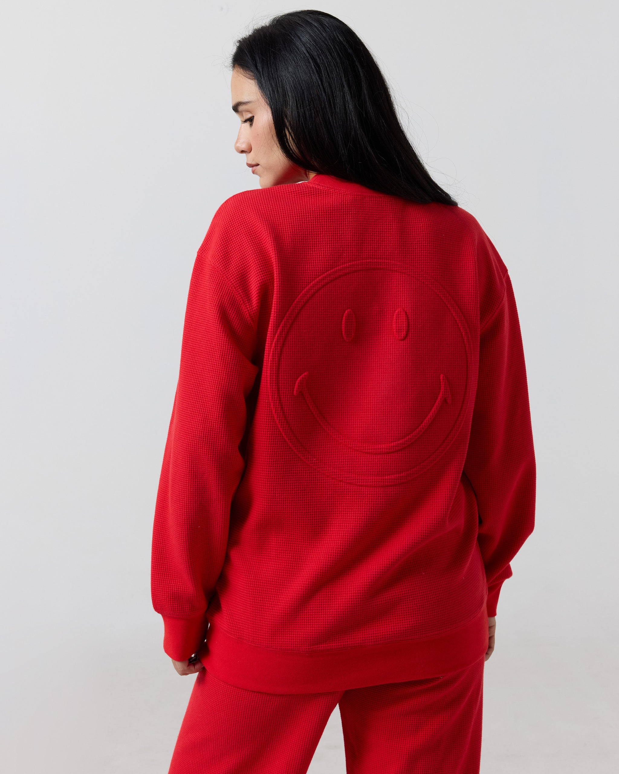 Smiley® Thermal Crewneck, Red