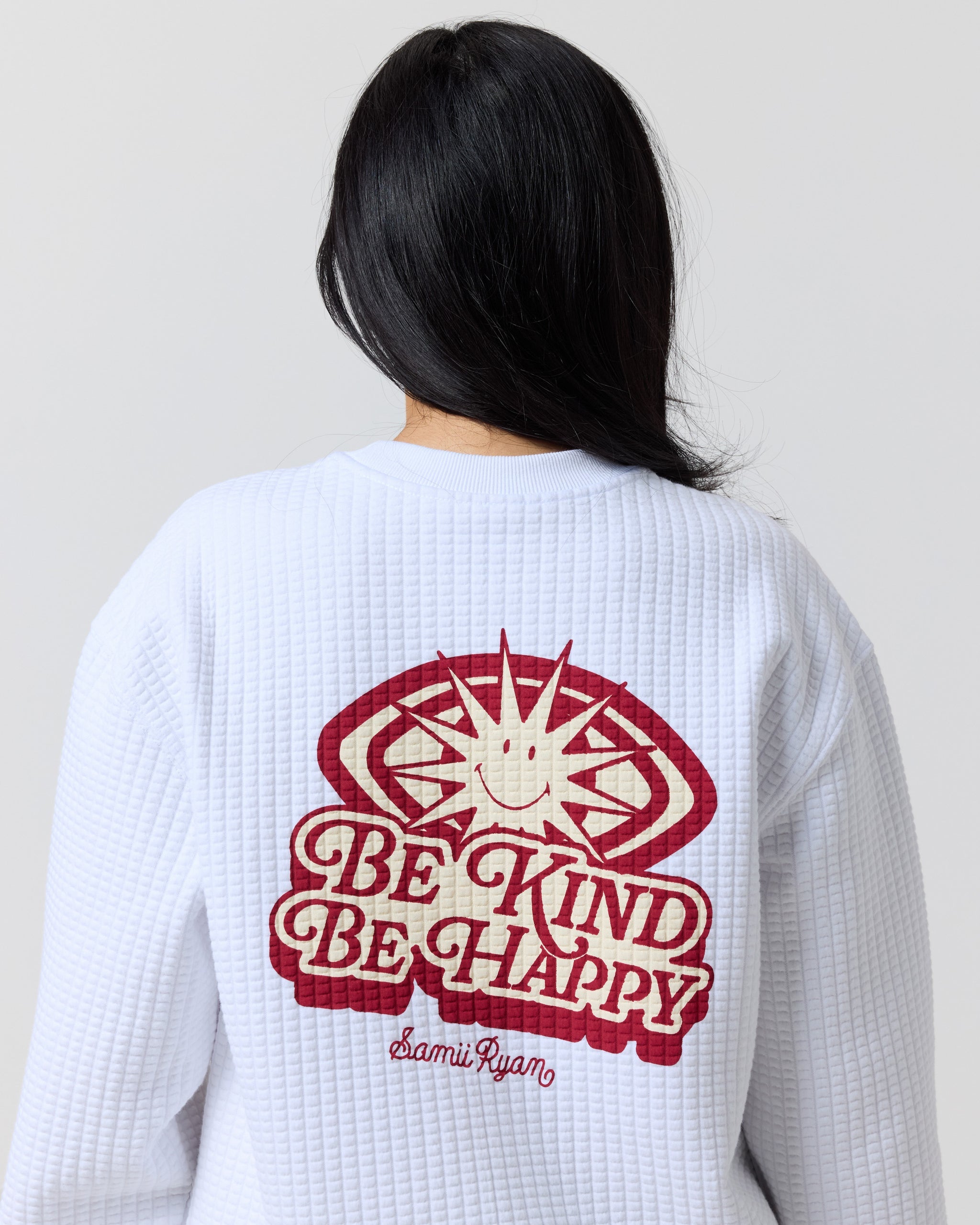 Smiley® Be Kind, Be Happy Waffle Crewneck