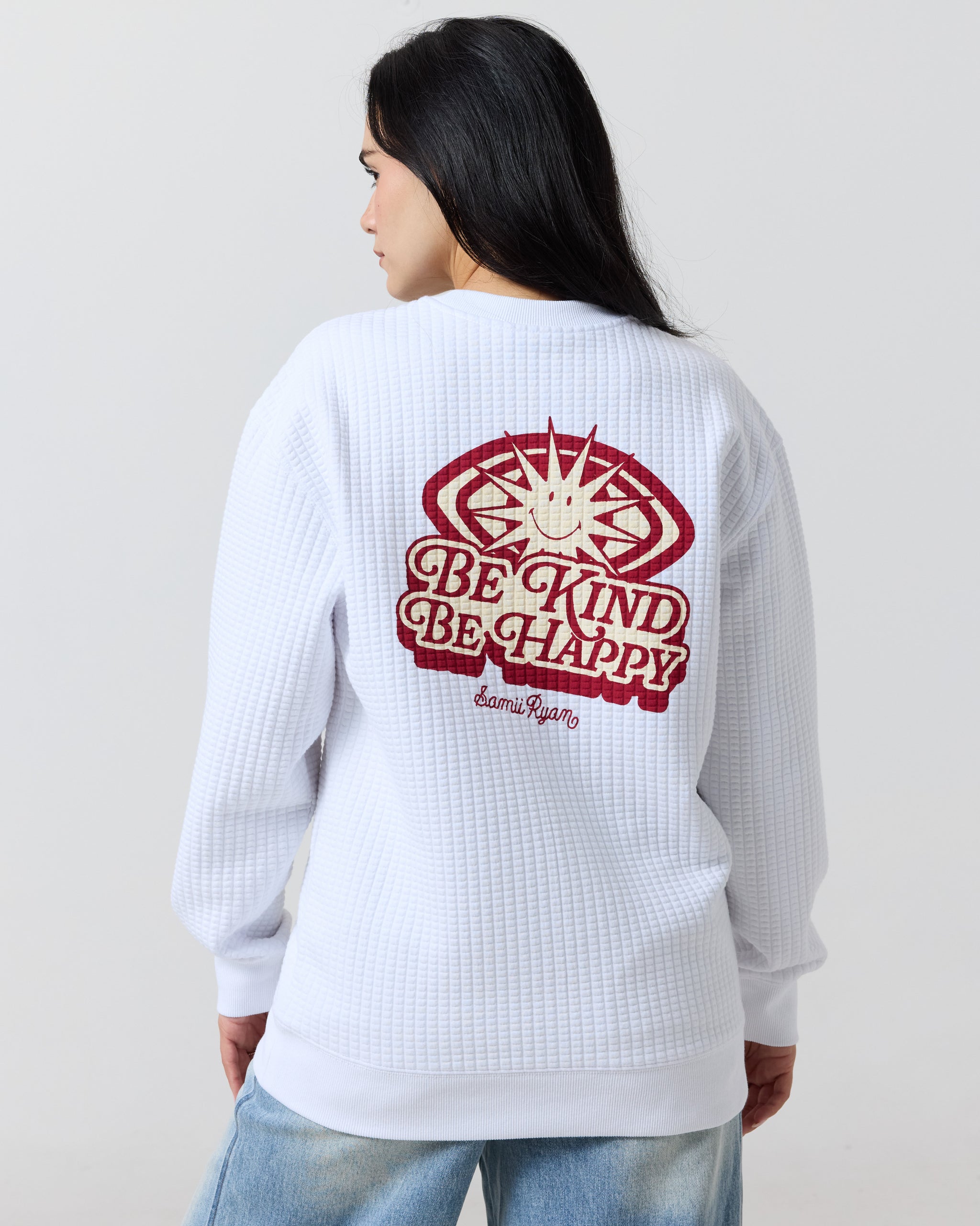 Smiley® Be Kind, Be Happy Waffle Crewneck