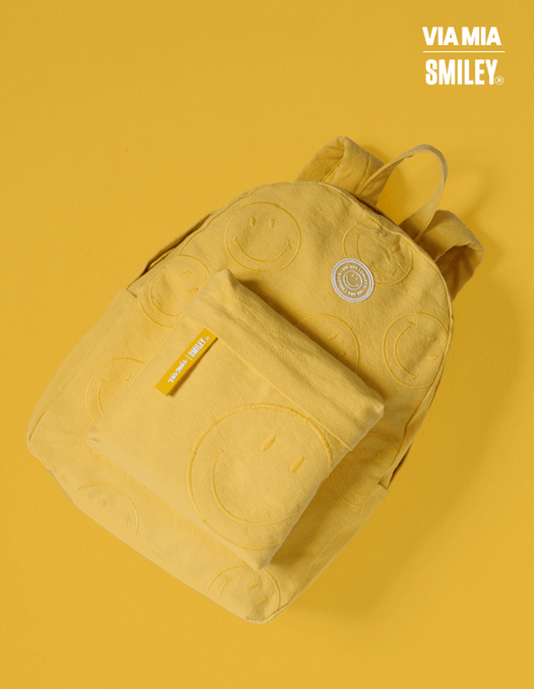 Collab Smiley + Embroidered Canvas Backpack - Yellow - U