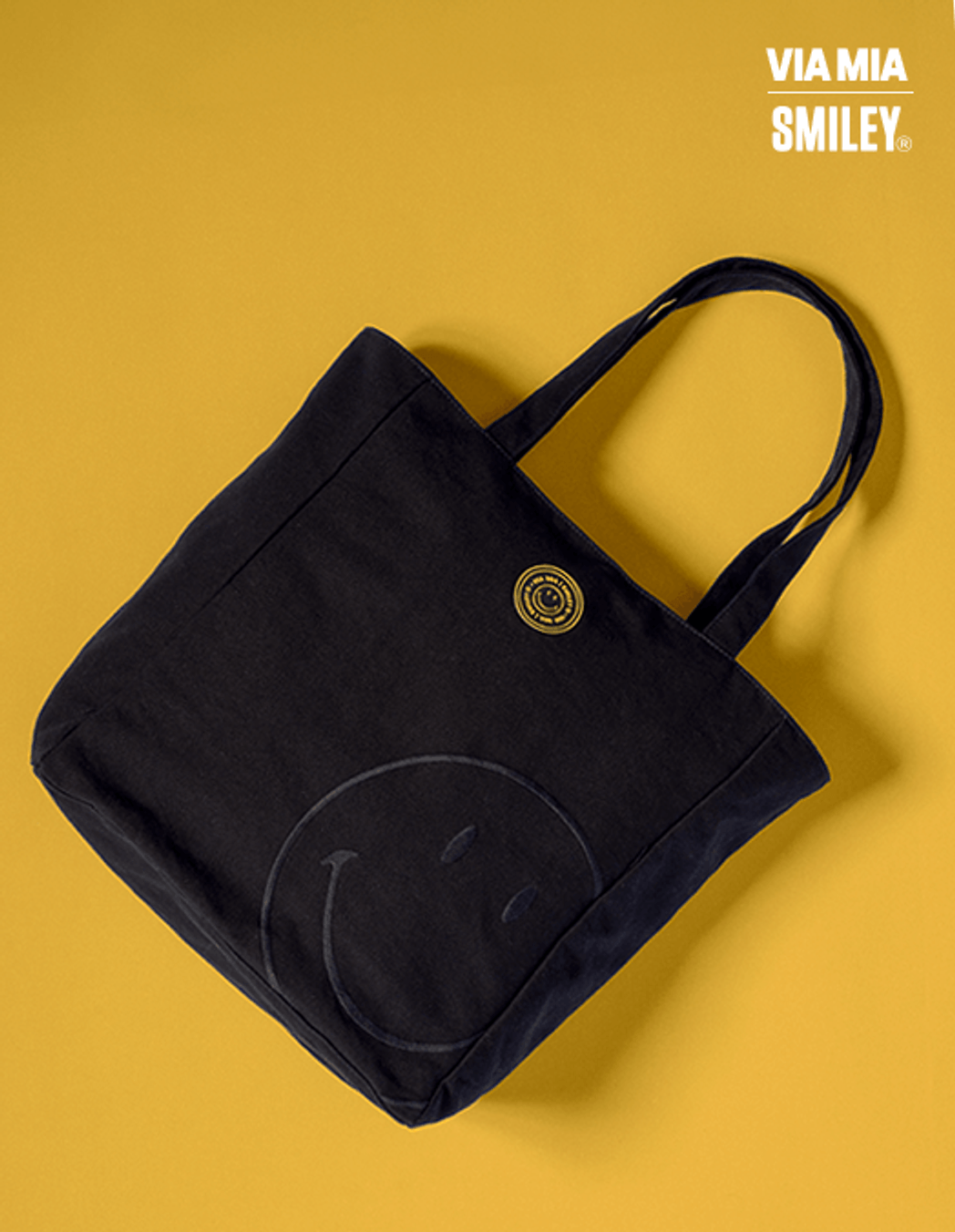 Collab Smiley + Embroidered Canvas Bag - Black - U