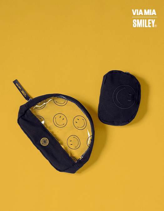Collab Smiley + Embroidered Toiletry Kit - Black - U