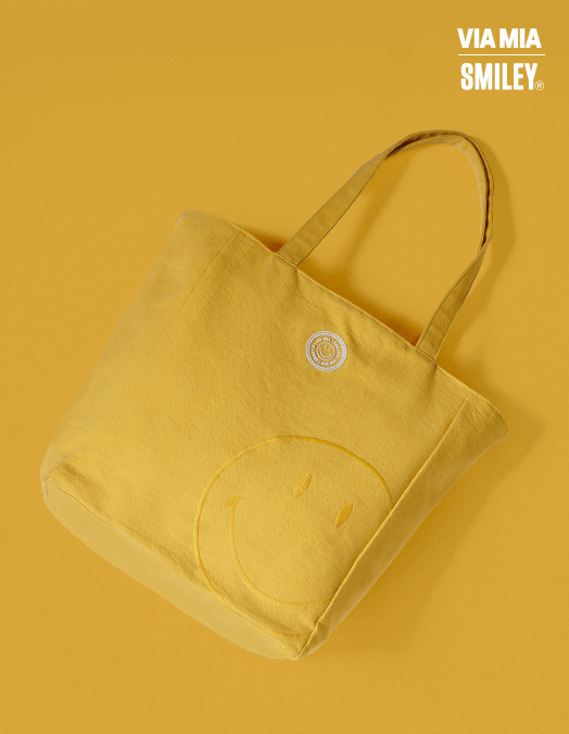 Collab Smiley + Embroidered Canvas Bag - Yellow - U