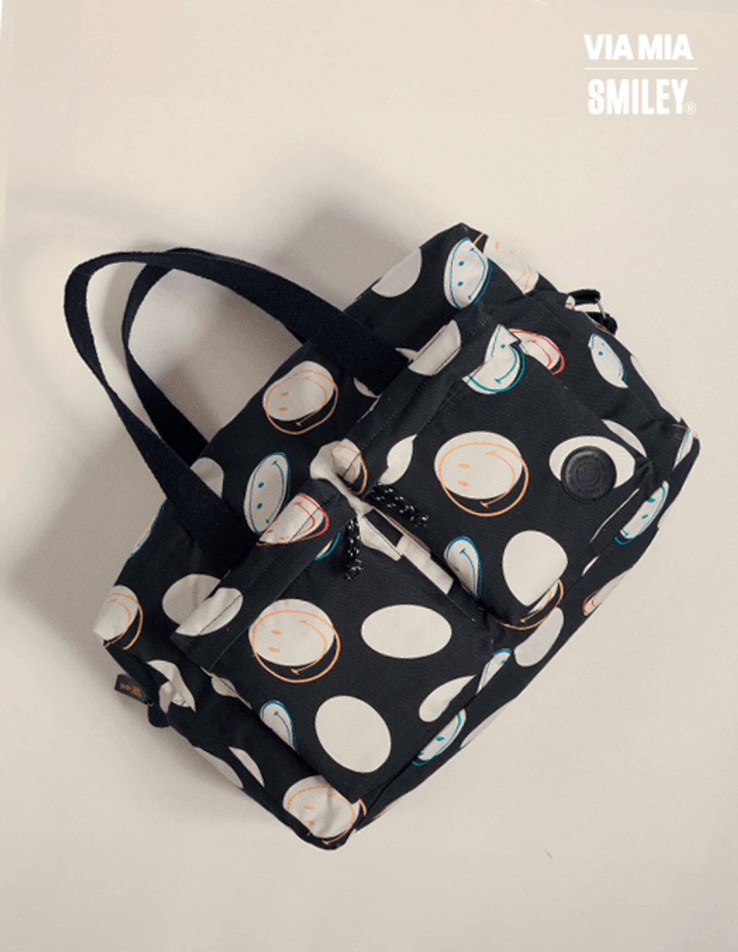 Collab Smiley + Printed Canvas Handbag - Unique