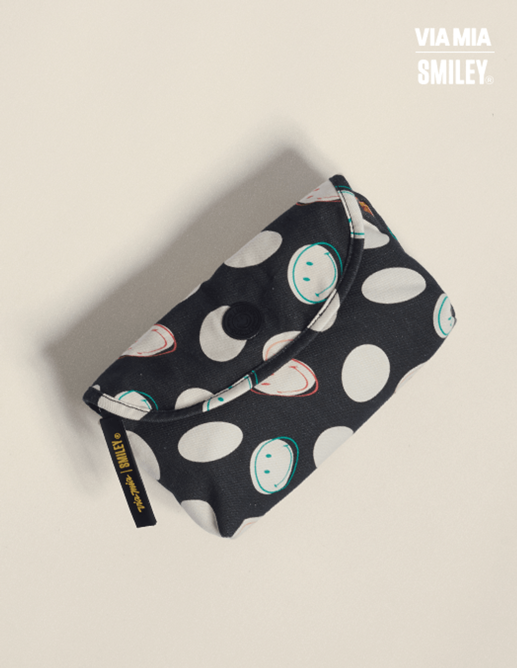 Collab Smiley + Printed Two-Compartment Toiletry Bag - Unique