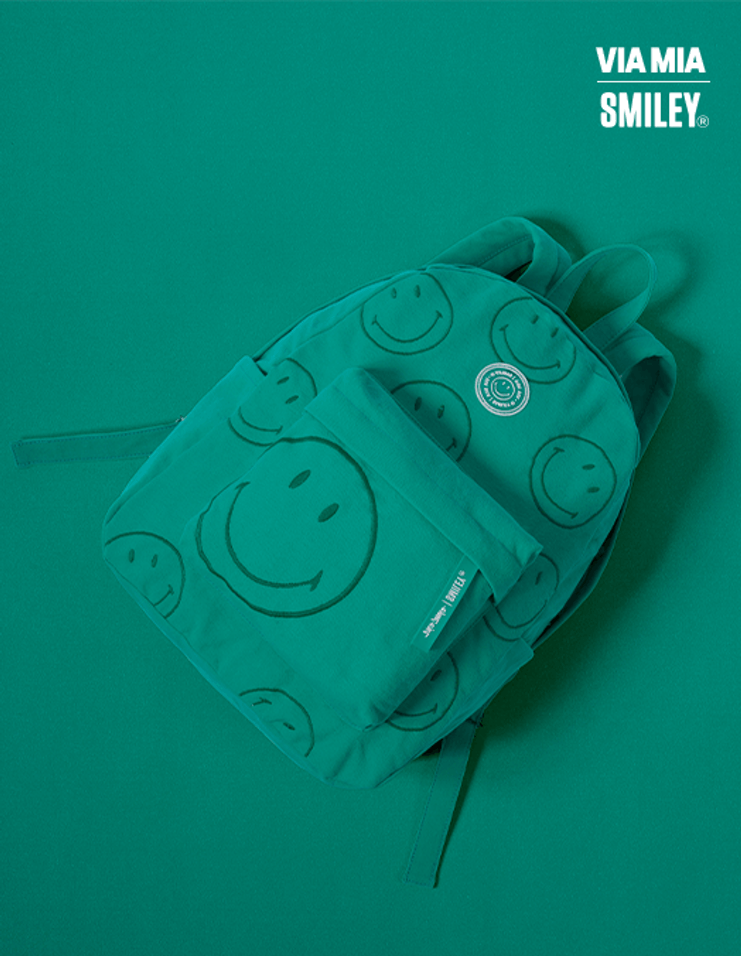 Collab Smiley + Embroidered Canvas Backpack - Green - U