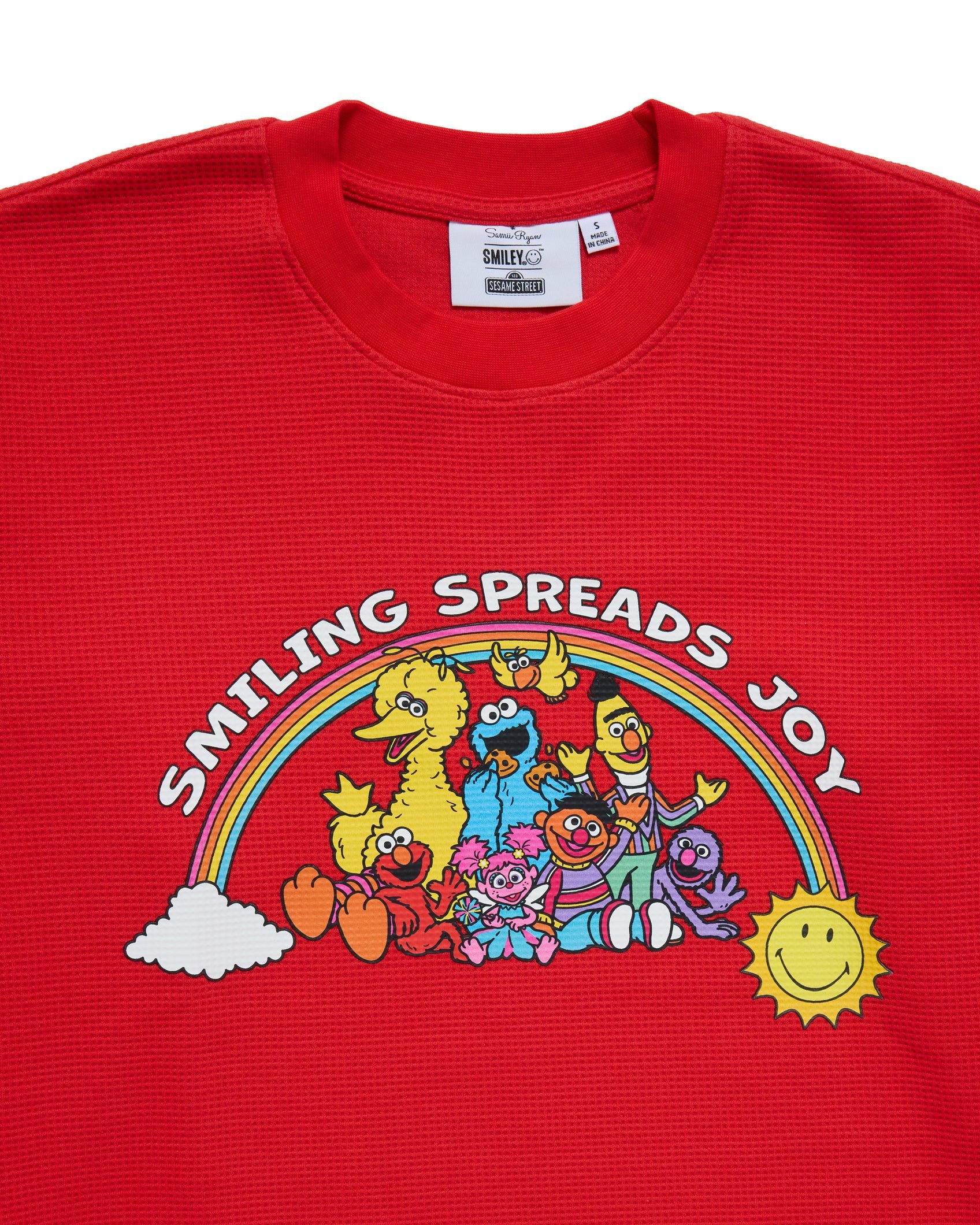 Sesame Street Spreads Joy Thermal Long Sleeve, Red – Smiley