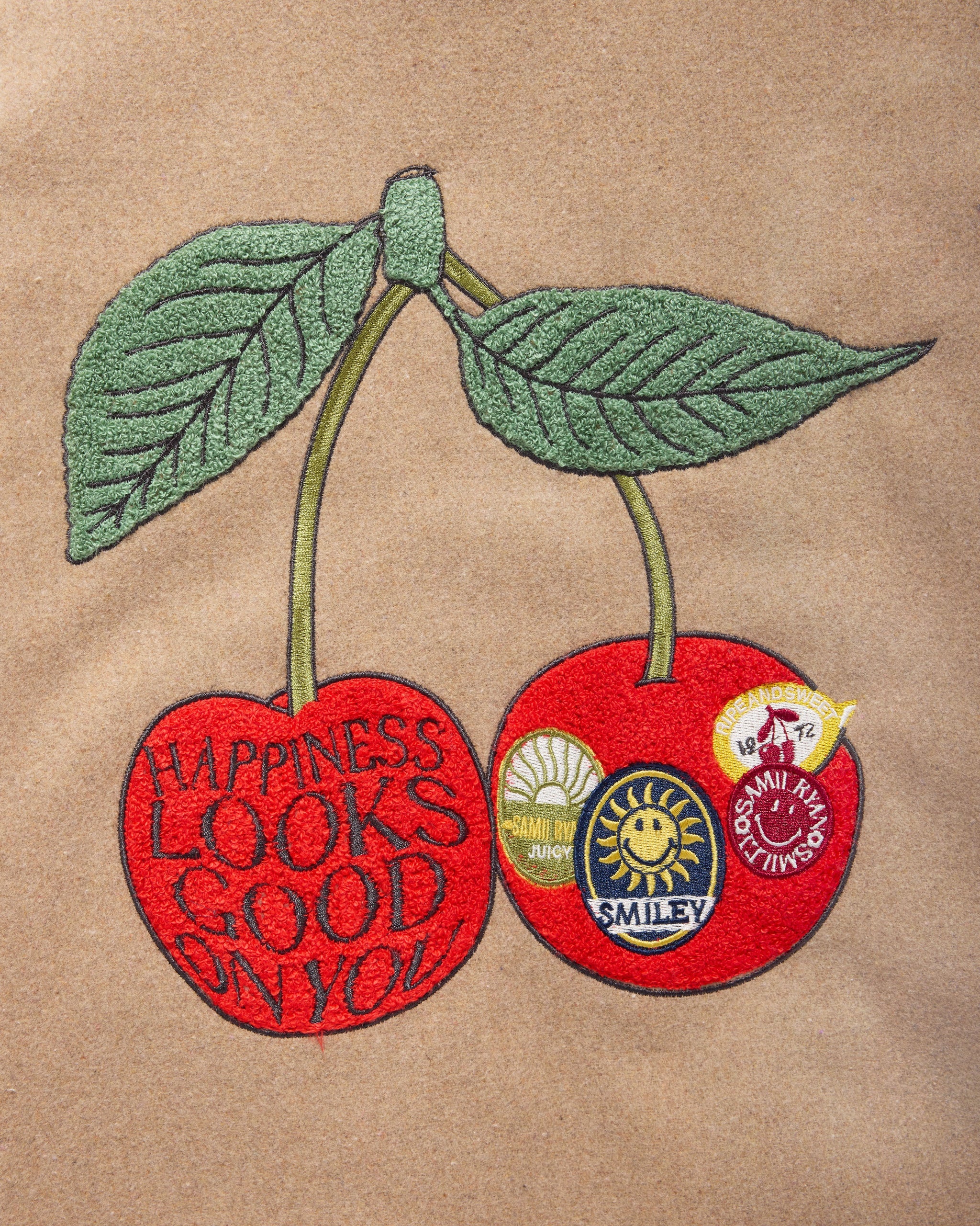 Smiley Freshly Picked Varsity Jacket, Brown