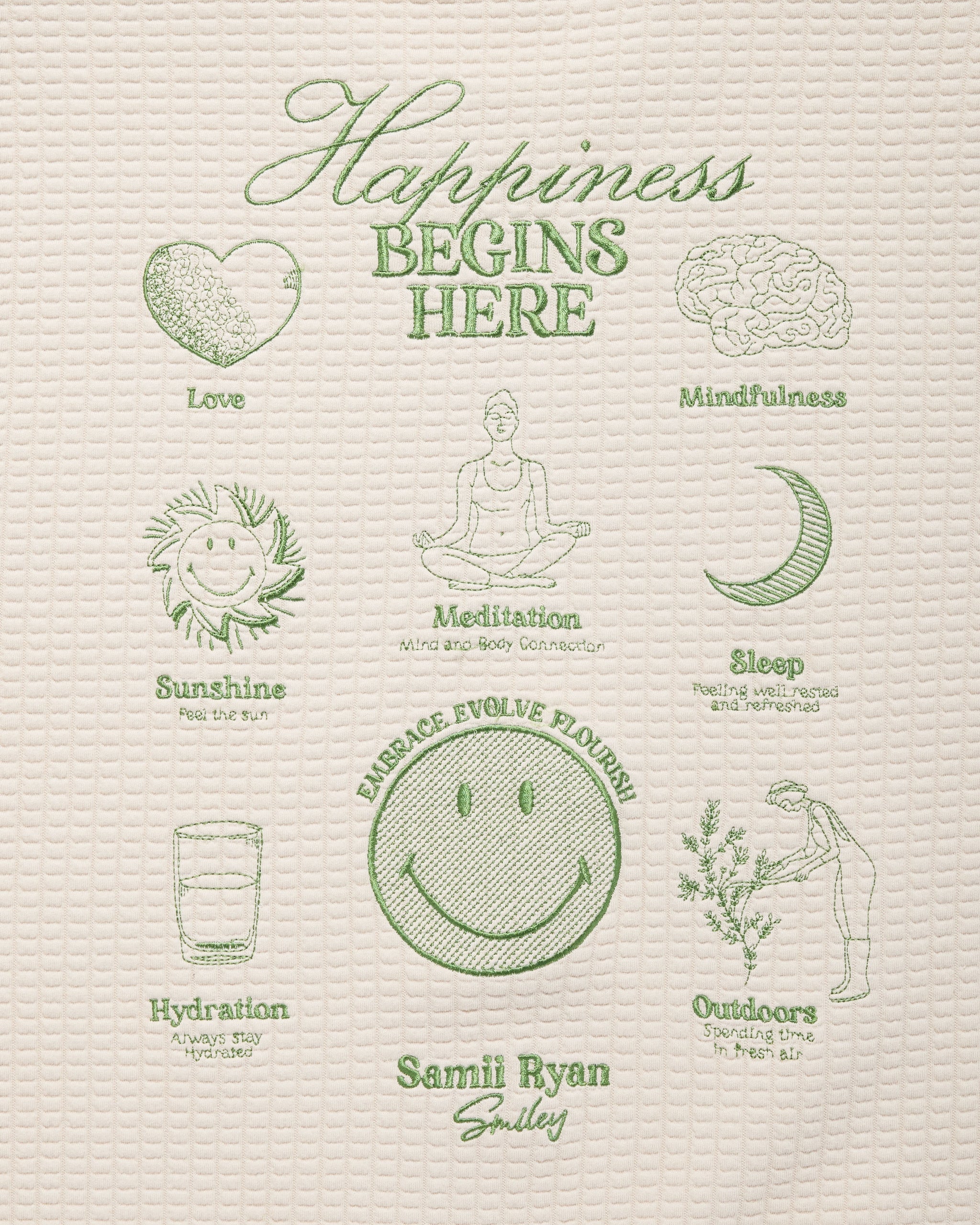 Smiley® Flourish Waffle Crewneck, Tan