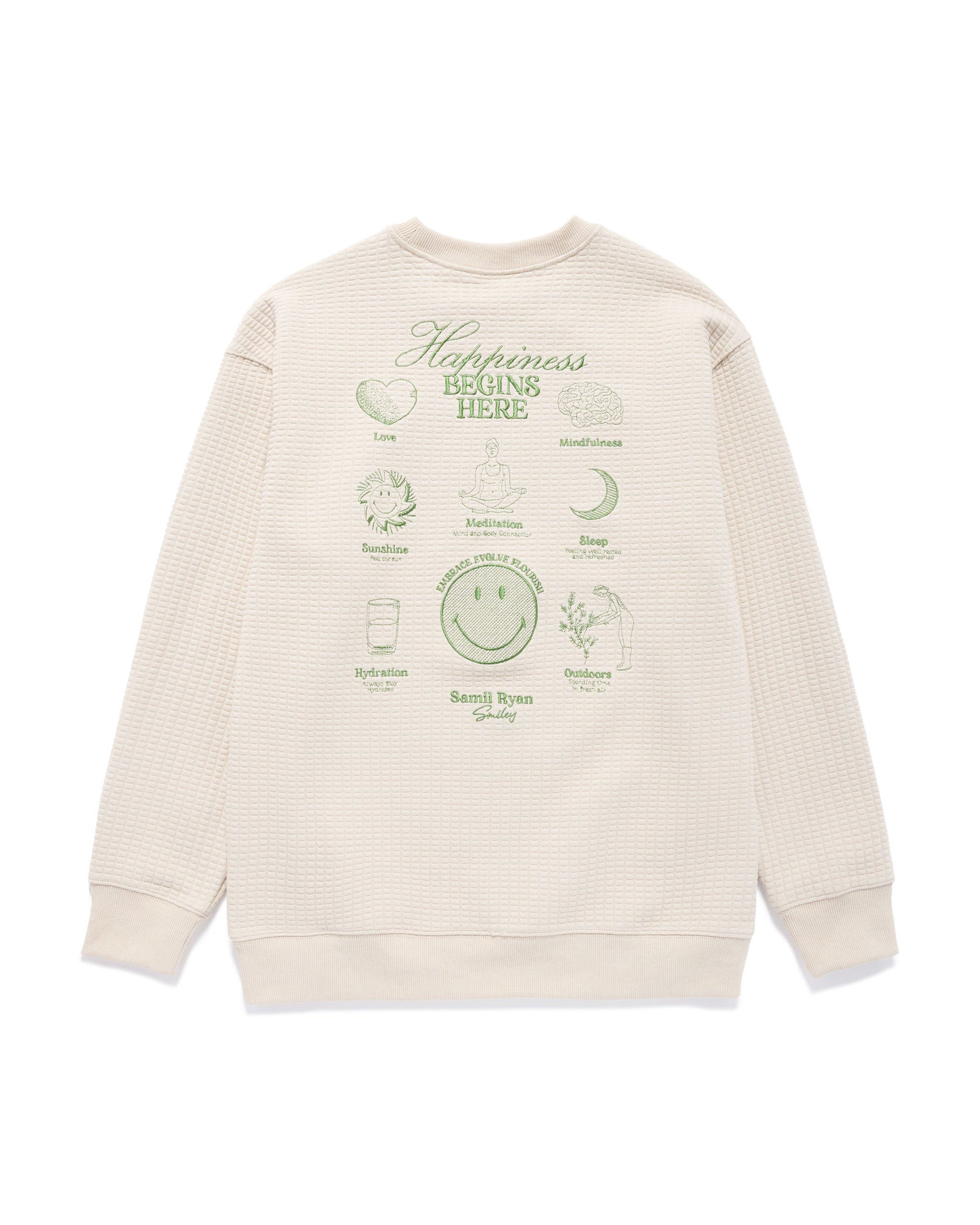 Smiley® Flourish Waffle Crewneck, Tan