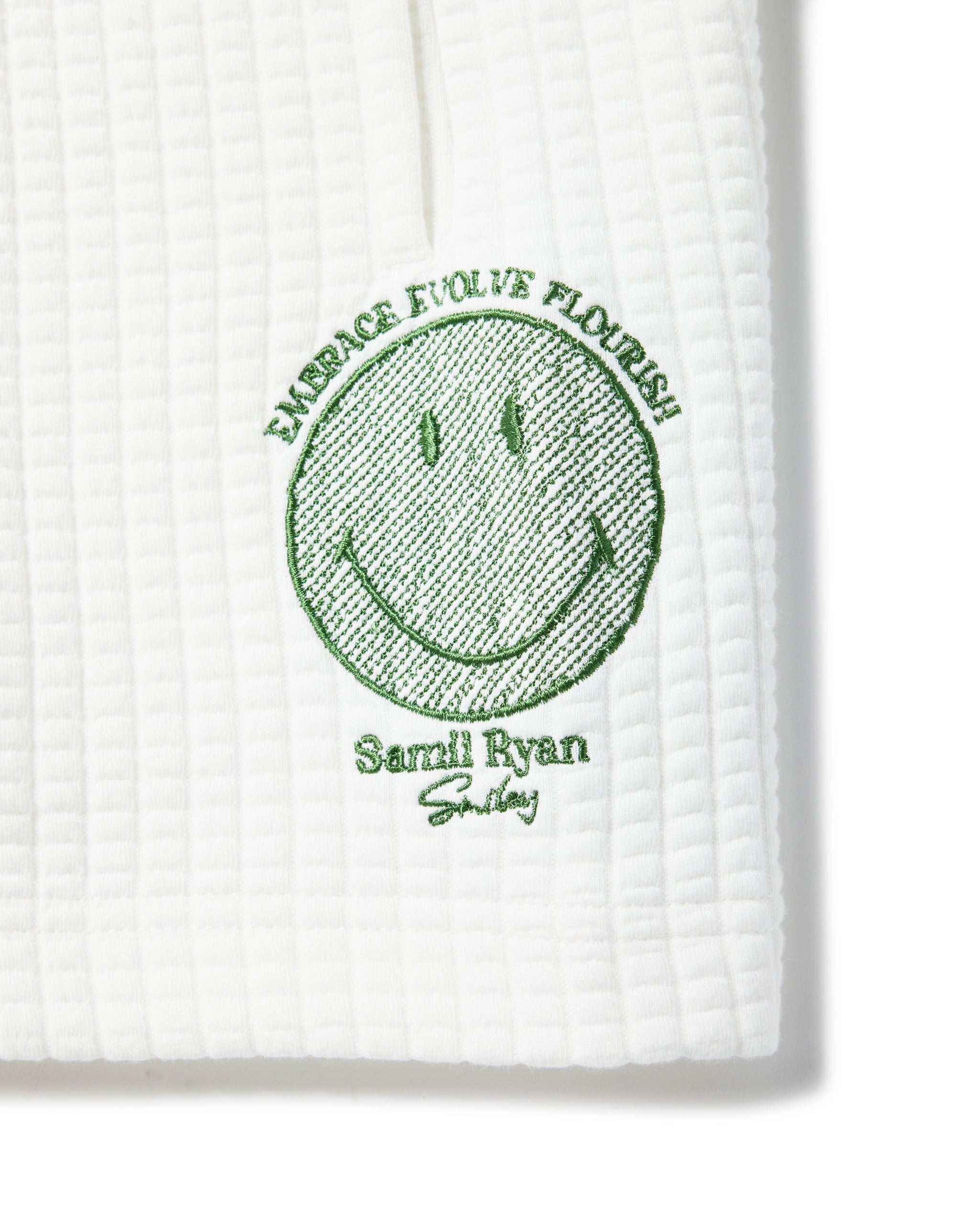 Smiley® Flourish Waffle Shorts, White