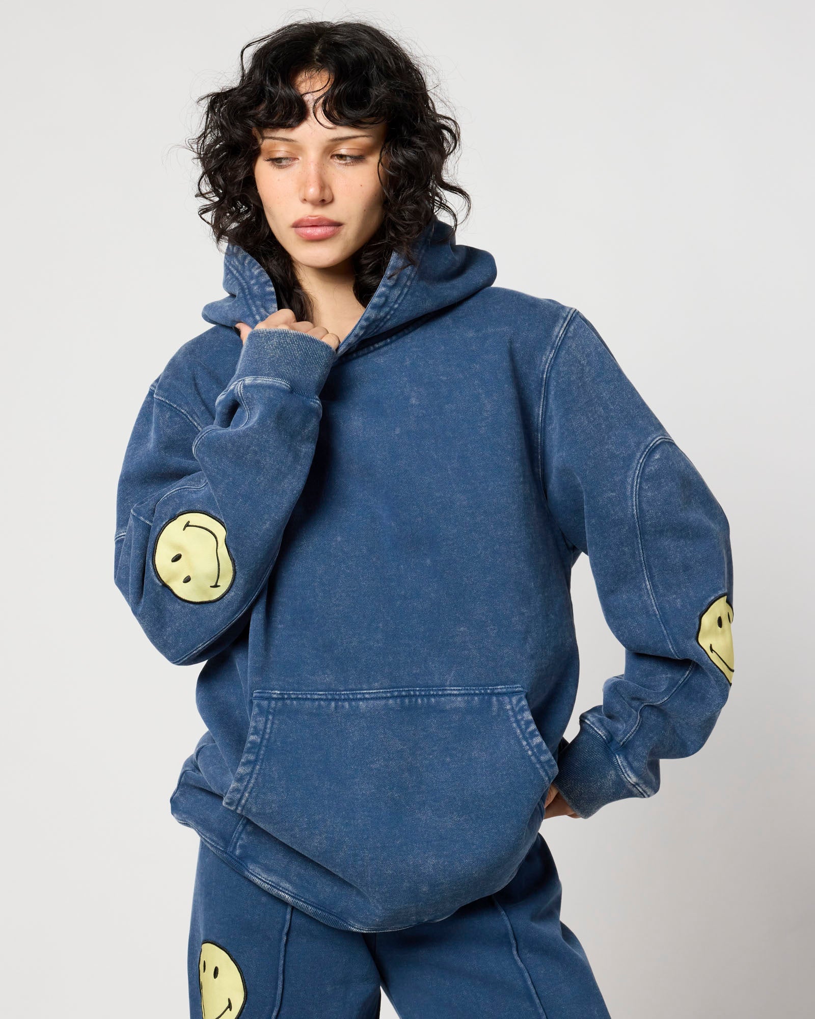 Smiley® Oversized Hoodie, Denim Blue