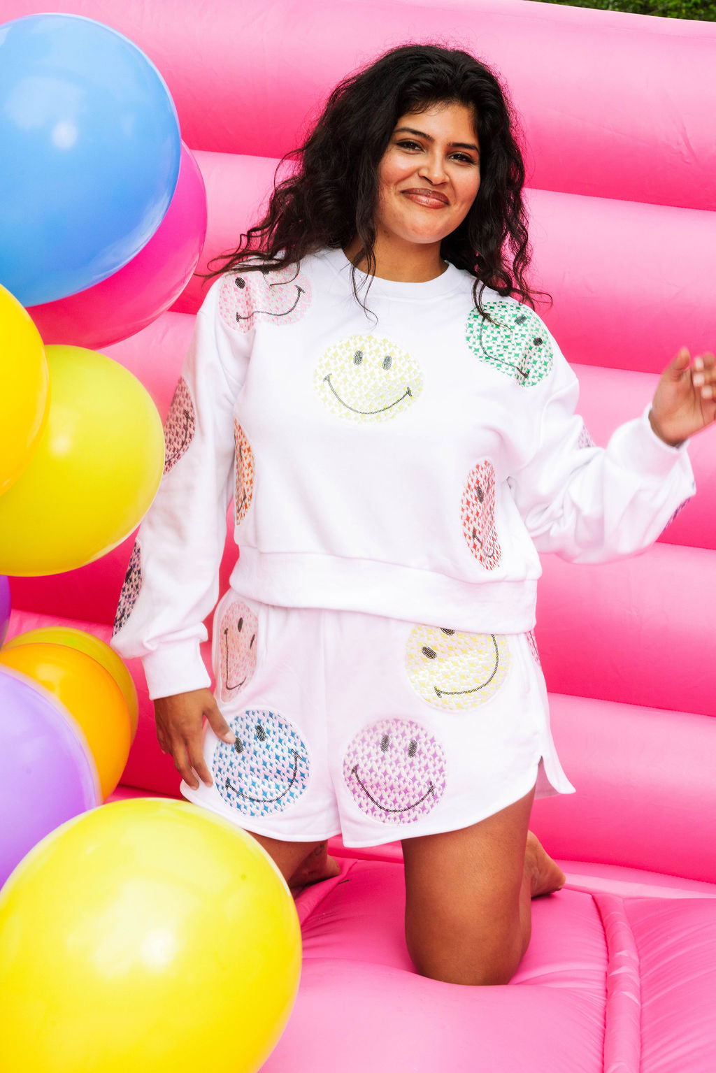 Licensed White Scattered Multi Smiley® Short