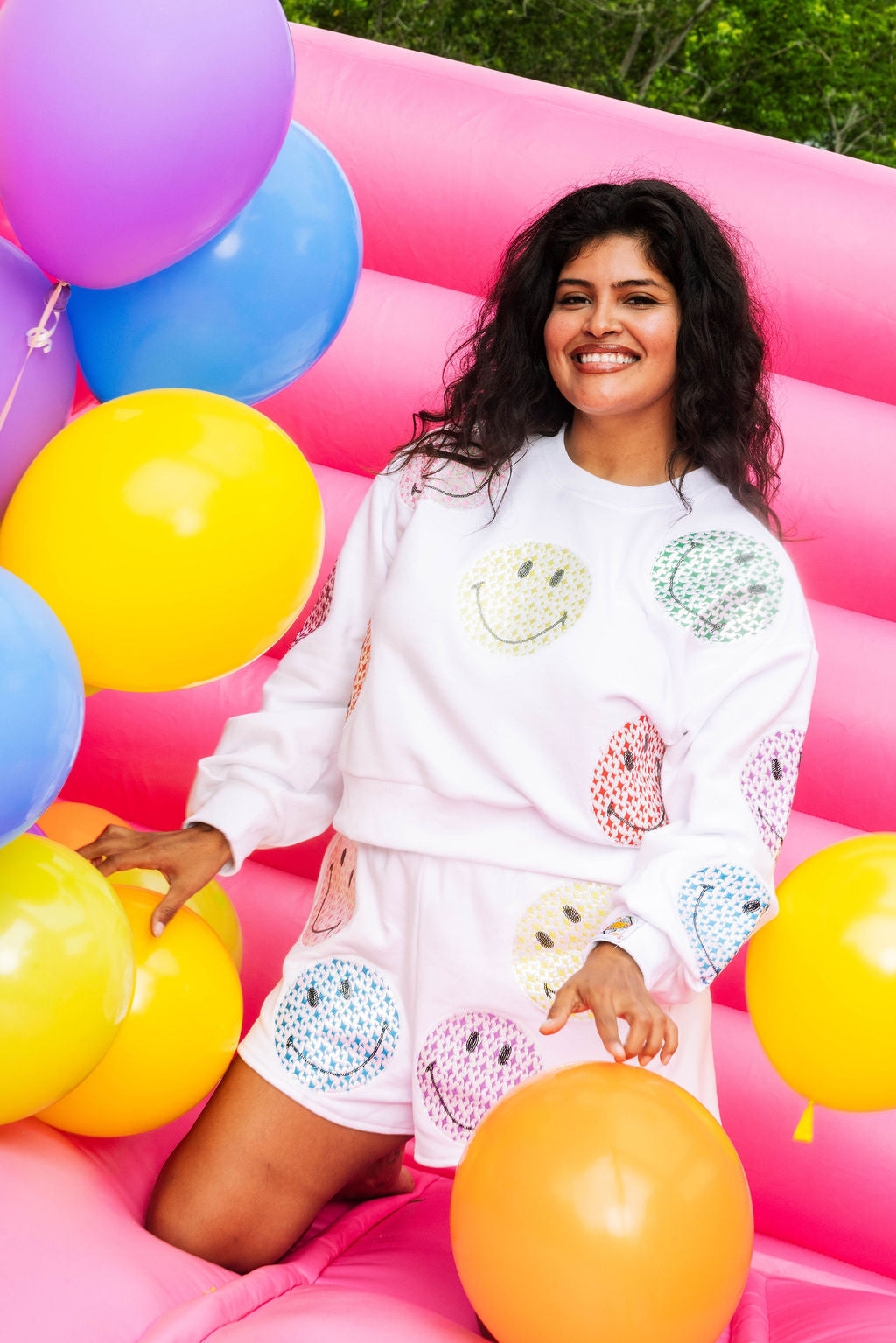 Short sous licence Multi Smiley® blanc dispersé