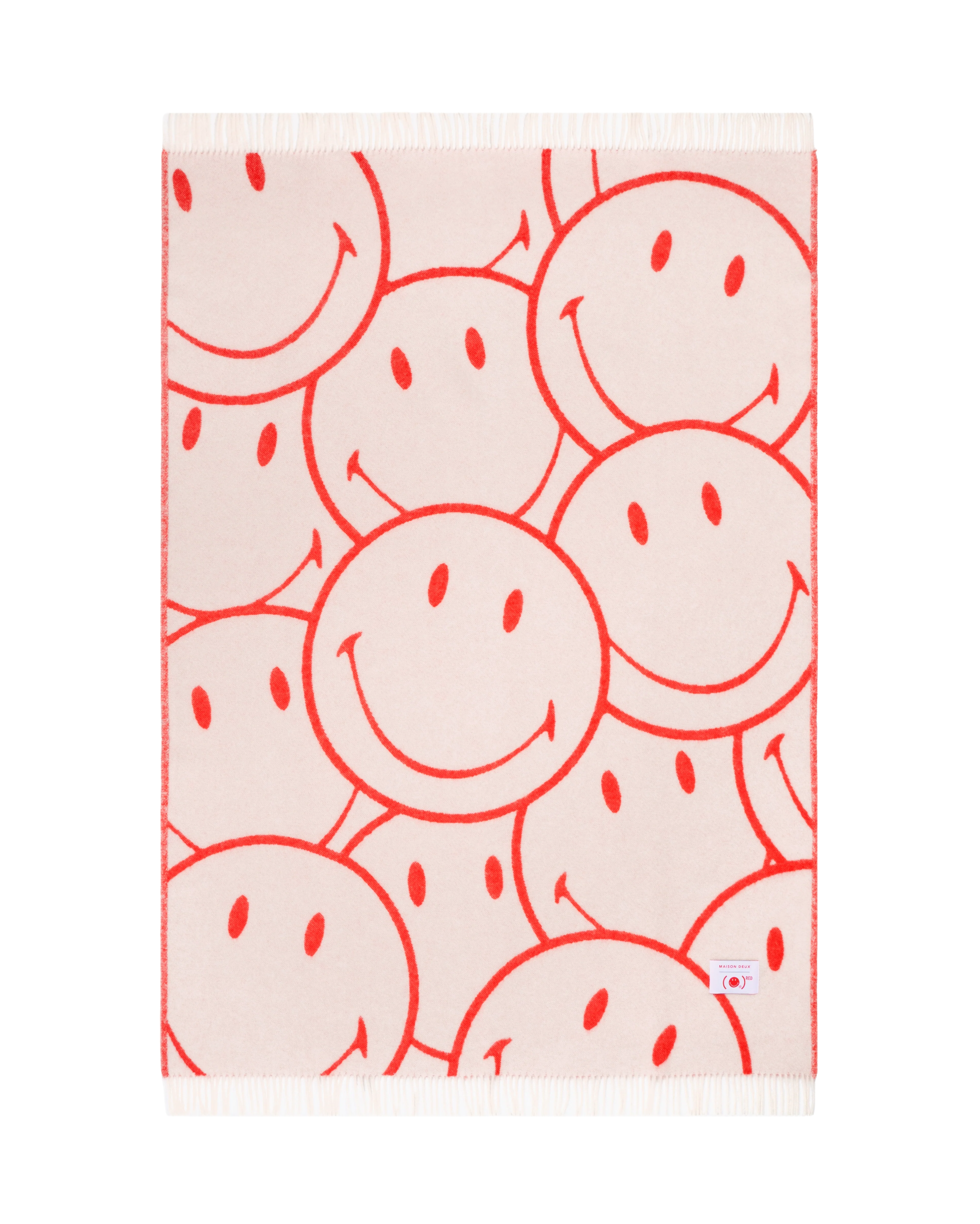 Smiley® (RED) X Maison Deux Blanket White Red