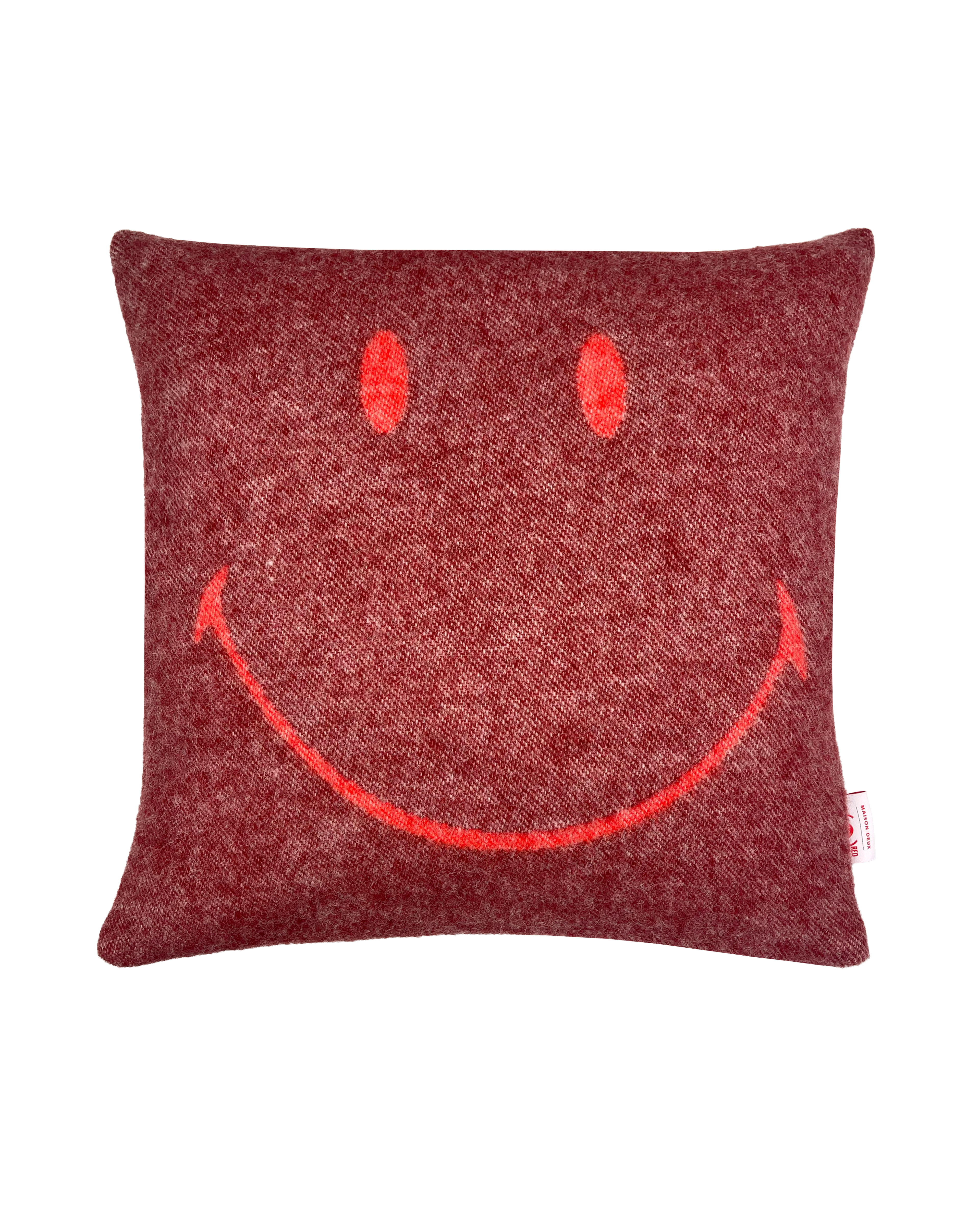 Smiley® (RED) X Maison Deux Cushion Cover Burgundy Red