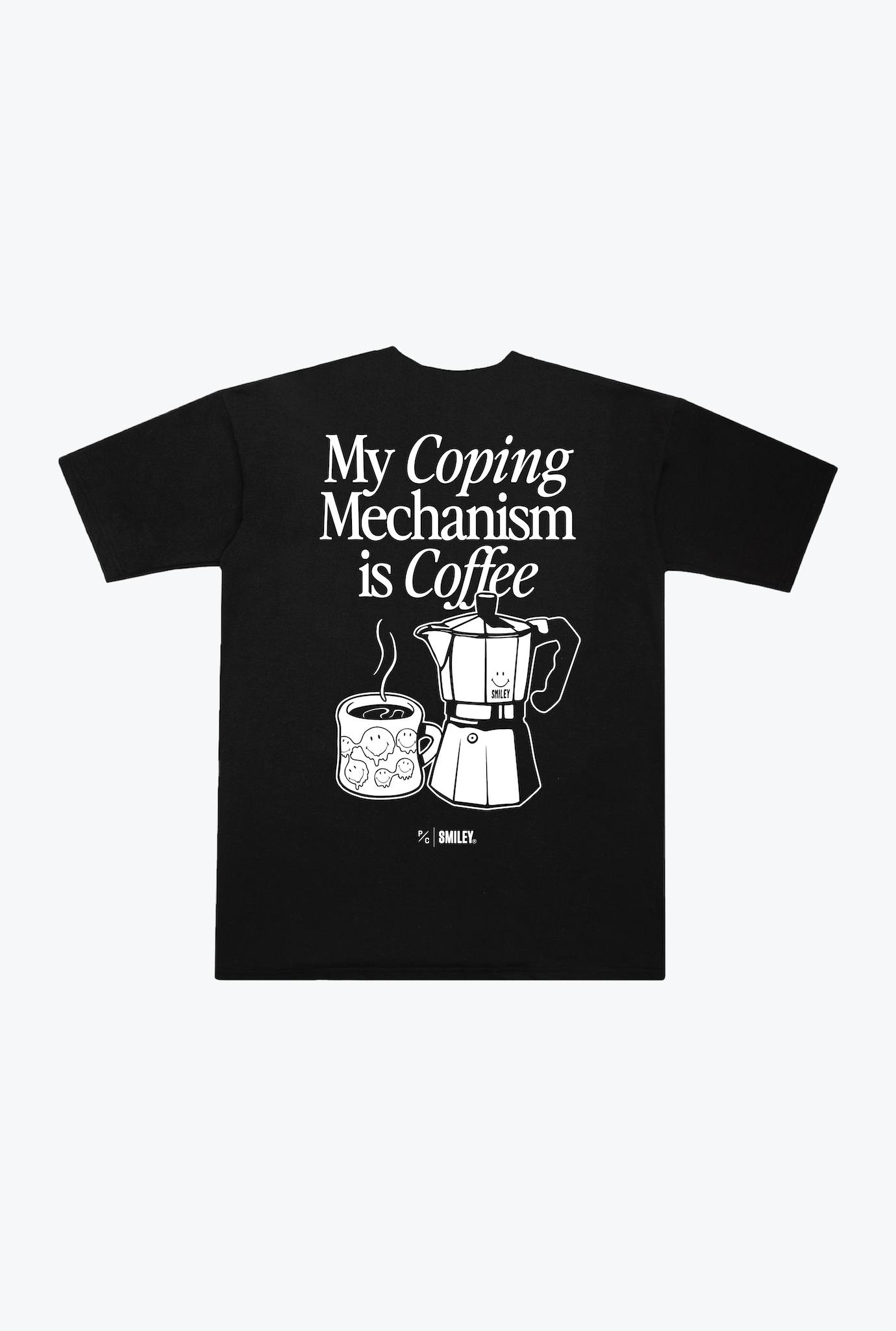 P/C x Smiley®: My Coping Mechanism is Coffee Heavyweight T-Shirt - Black