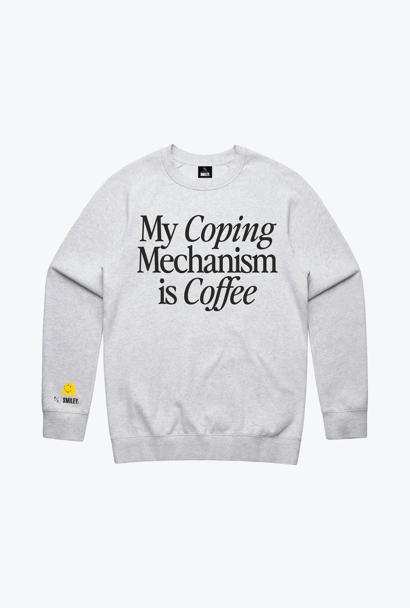P/C x Smiley®: My Coping Mechanism is Coffee Crewneck - Ash