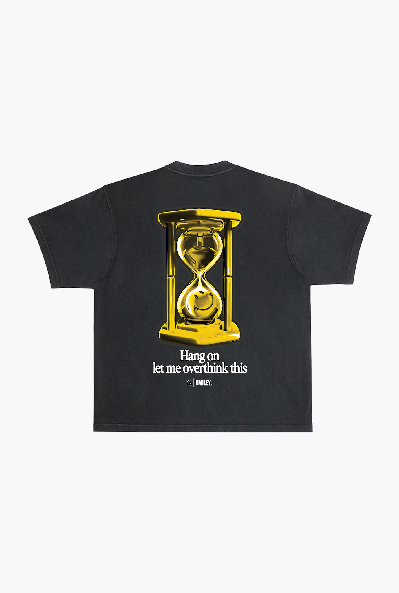 P/C x Smiley®: Hang on Let me Overthink this Heavyweight Garment Dyed T-Shirt - Black
