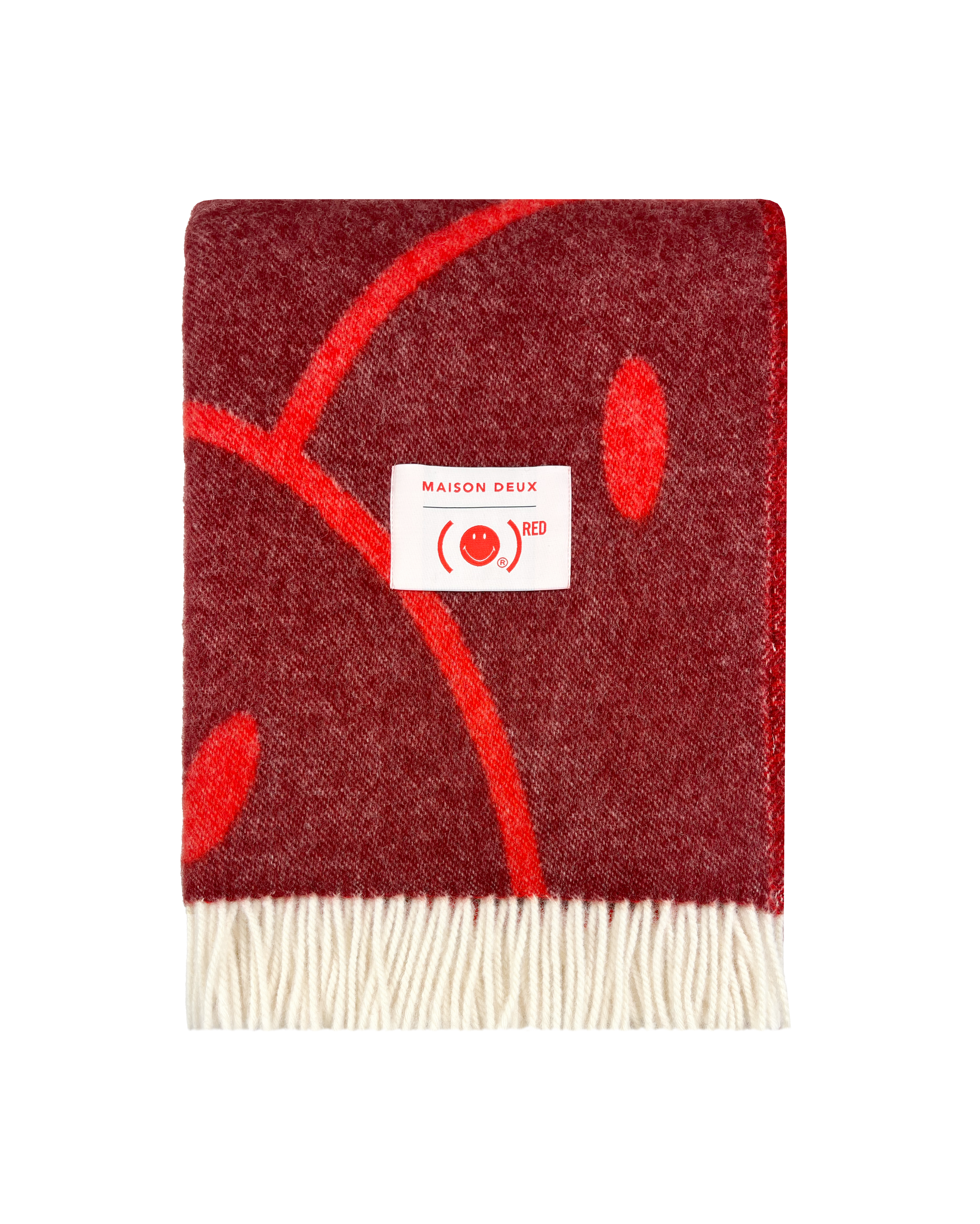 Smiley® (RED) X Maison Deux Blanket Burgundy Red