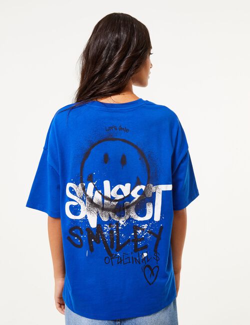 Smiley Originals Blue Oversize T-Shirt for Women Smiley Originals Blue Oversize T-Shirt for Women