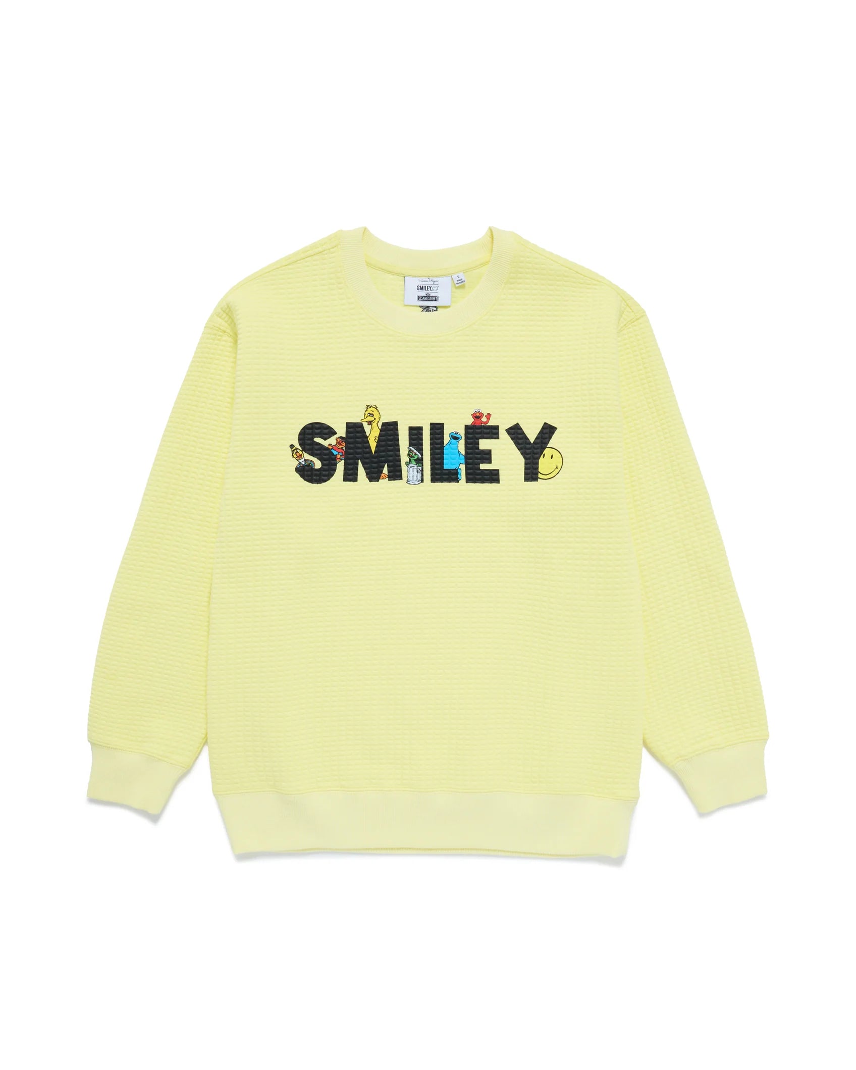 Sesame Street Smile Through It Waffle Crewneck, Yellow
