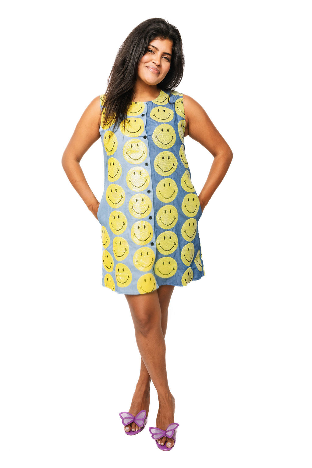 Licensed Two Tone Denim Smiley® Dress