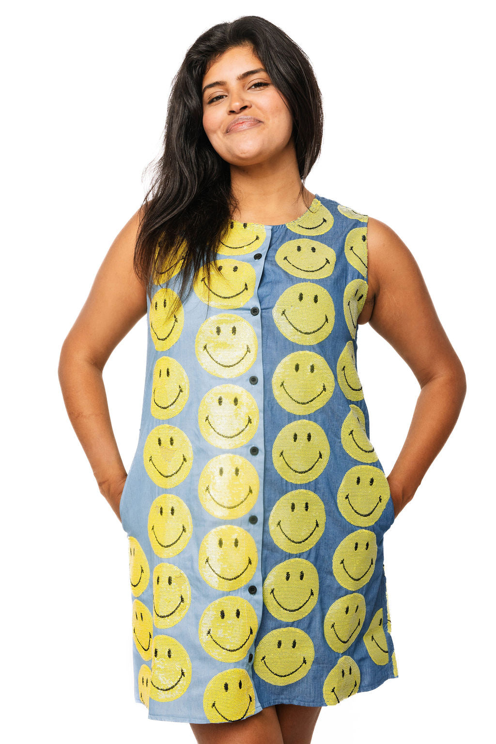 Licensed Two Tone Denim Smiley® Dress