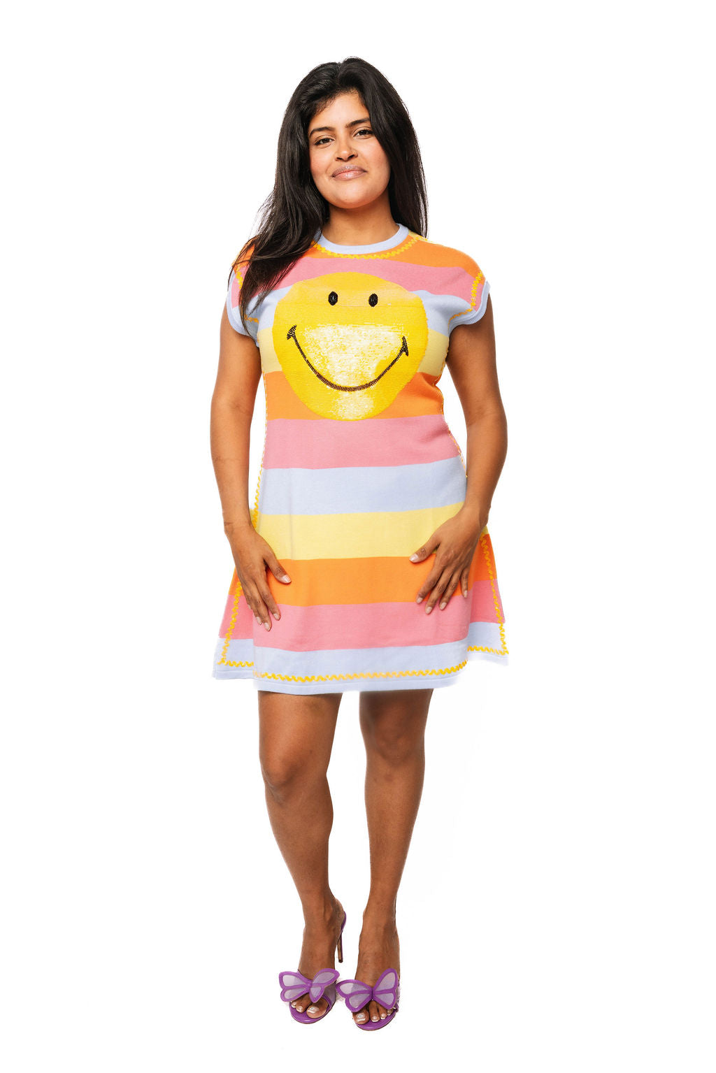 Lizenziertes gestreiftes Multi-Smiley®-Kleid
