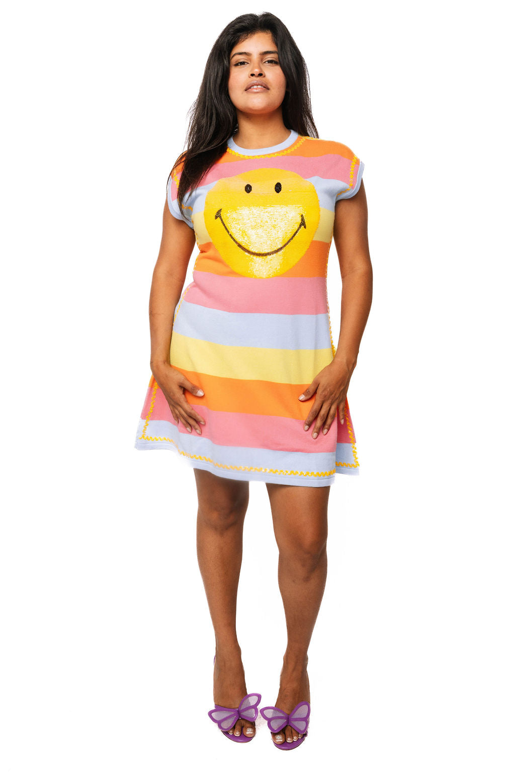 Lizenziertes gestreiftes Multi-Smiley®-Kleid