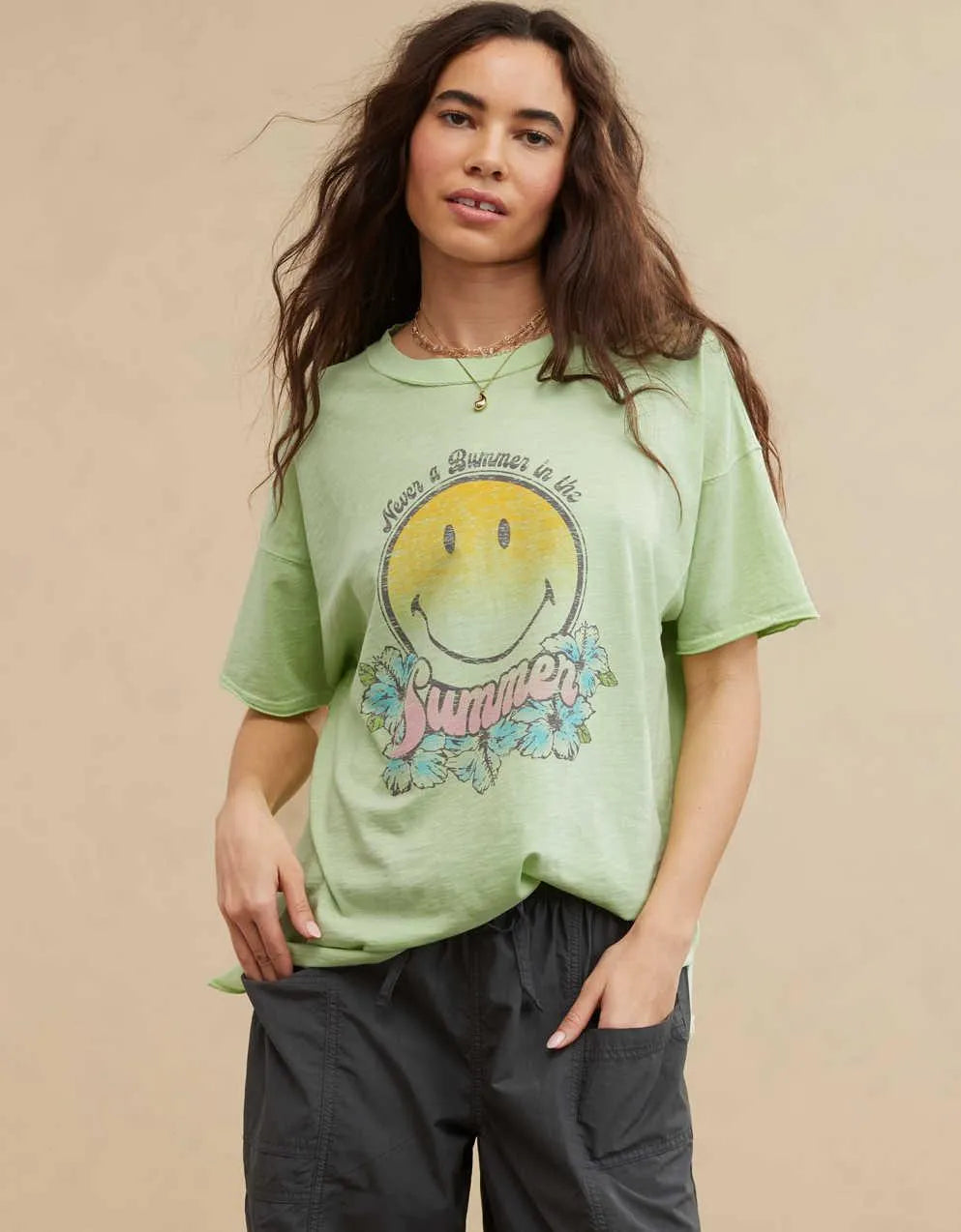 Aerie Smiley® Graphic Oversized Boyfriend T-Shirt