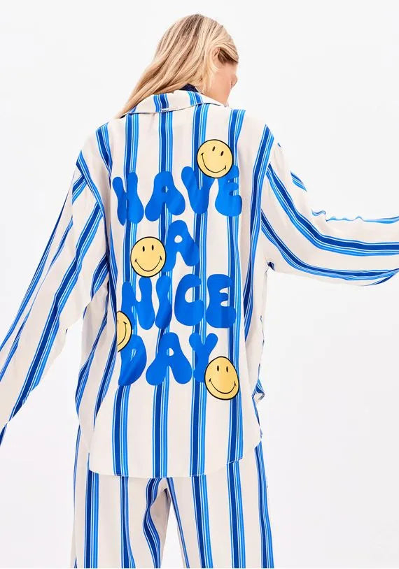 Smiley Striped Long Sleeve Shirt