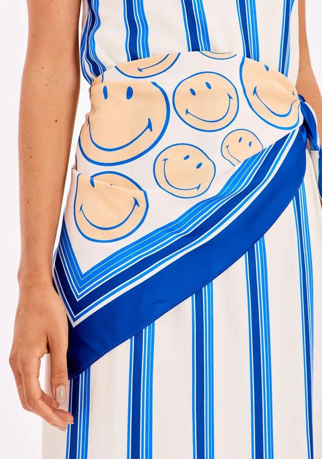 Striped Super Midi Dress with Smiley Scarf
